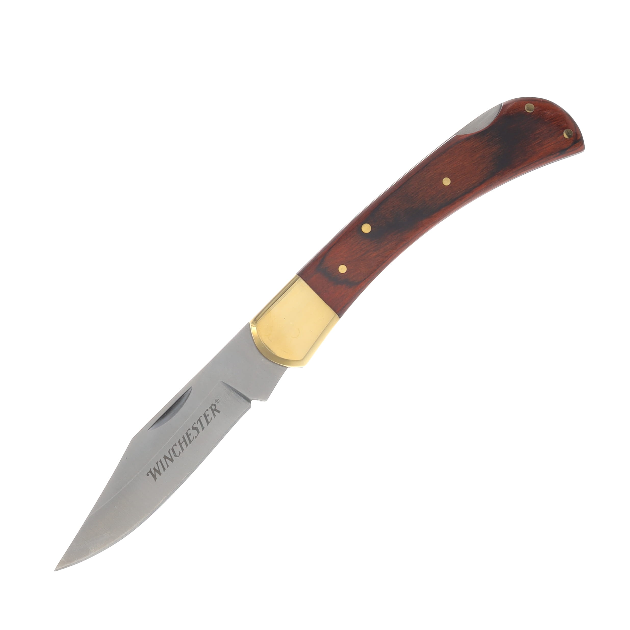 Winchester Large Lockback Folding Knife Brown Wood WN6220020W View 1