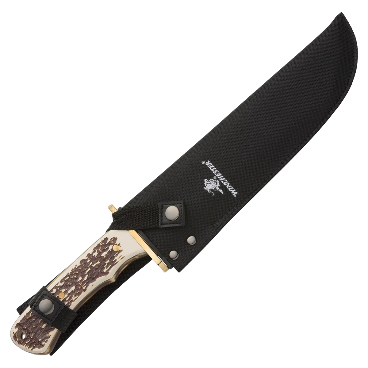 Winchester Bowie Fixed Blade Knife Imitation Stag 6.5in Satin Clip Point WN6220060W View 2