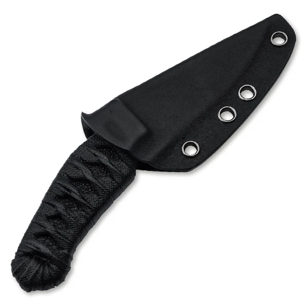 Boker Plus 302 Fixed Nitro-V Satin Black Fish Skin BK02BP0006 View 2
