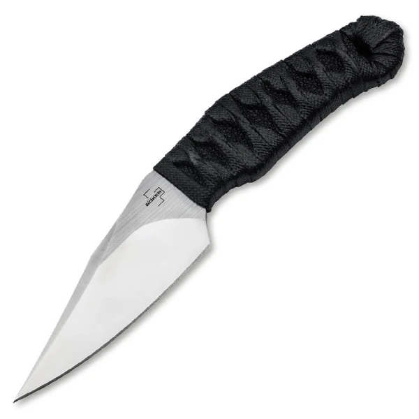 Boker Plus 302 Fixed Nitro-V Satin Black Fish Skin BK02BP0006 View 1