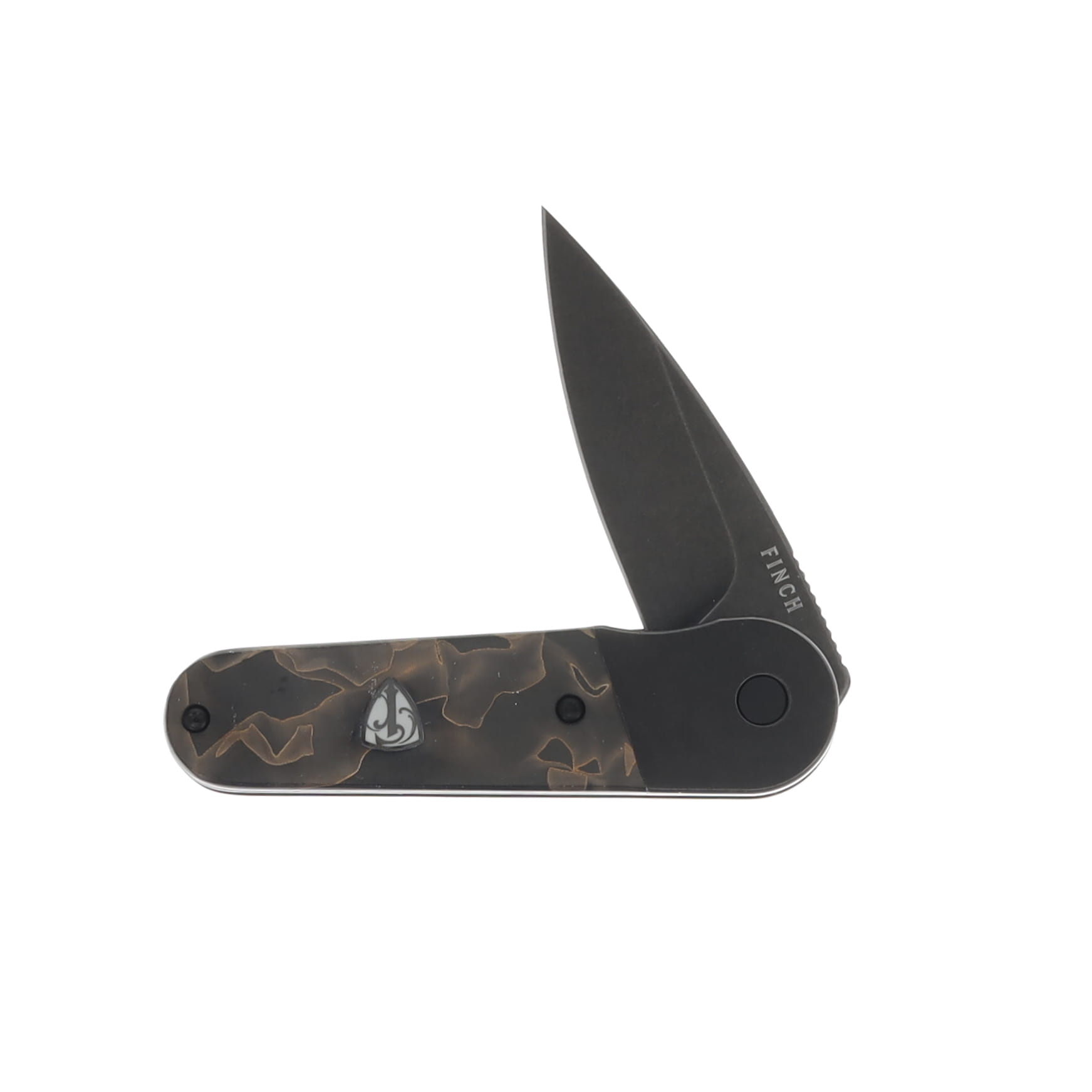 Finch Knife Co Cherry Bomb Aftermath Swirled 2.6in Plain Blackwash Spear Point CB520 View 3