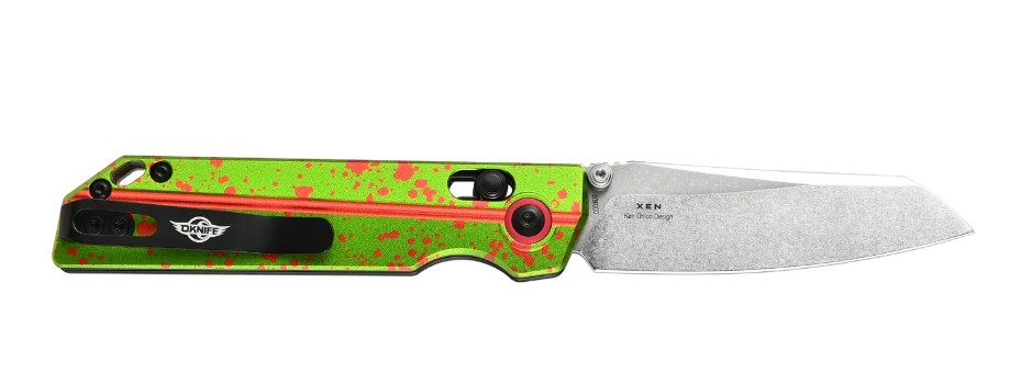 OKNIFE XEN Folding Rail Knife Zombie Green Oal Aluminum Handle