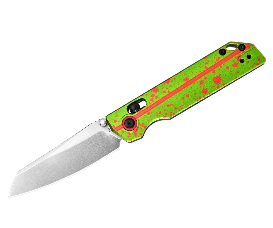 OKNIFE XEN Folding Rail Knife Zombie Green Oal Aluminum Handle Nitro-V DLC Sheepsfoot Blade XENZG View 4