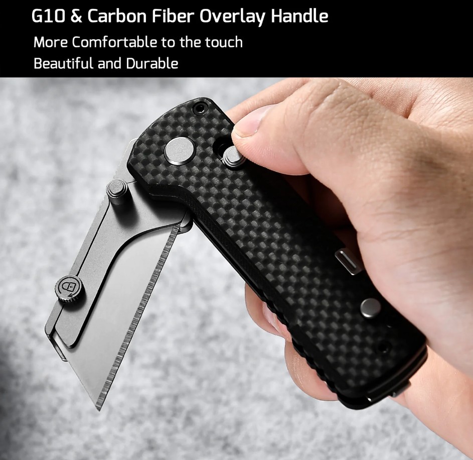 OKNIFE U1 Pro Multitool Folding Utility Knife With Screwdriver Carbon Fiber Overlay Handle U1PROCFO View 4