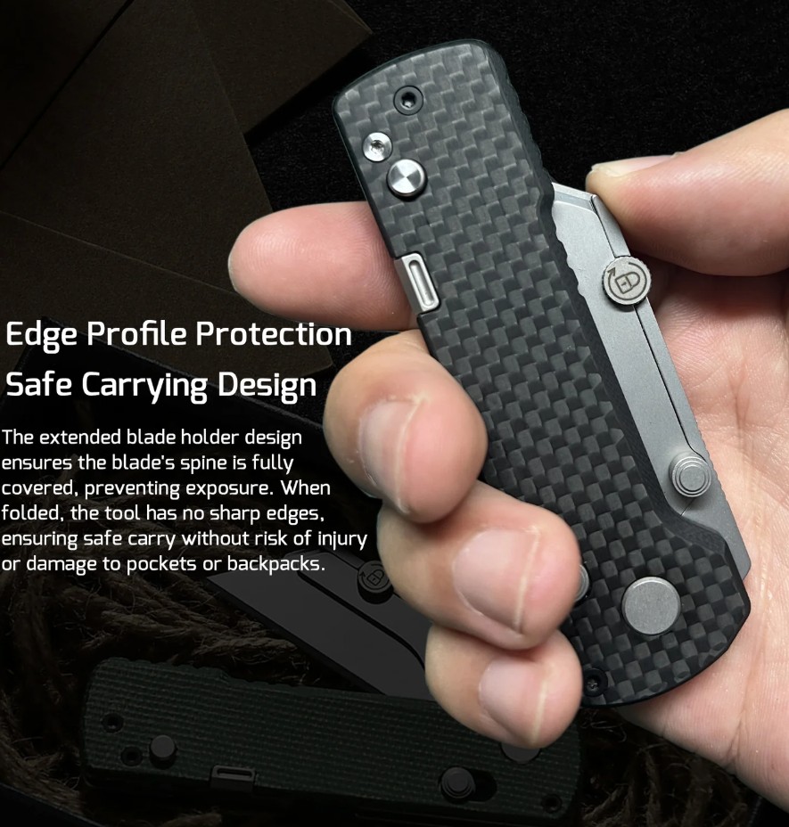 OKNIFE U1 Pro Multitool Folding Utility Knife With Screwdriver Carbon Fiber Overlay Handle U1PROCFO View 6