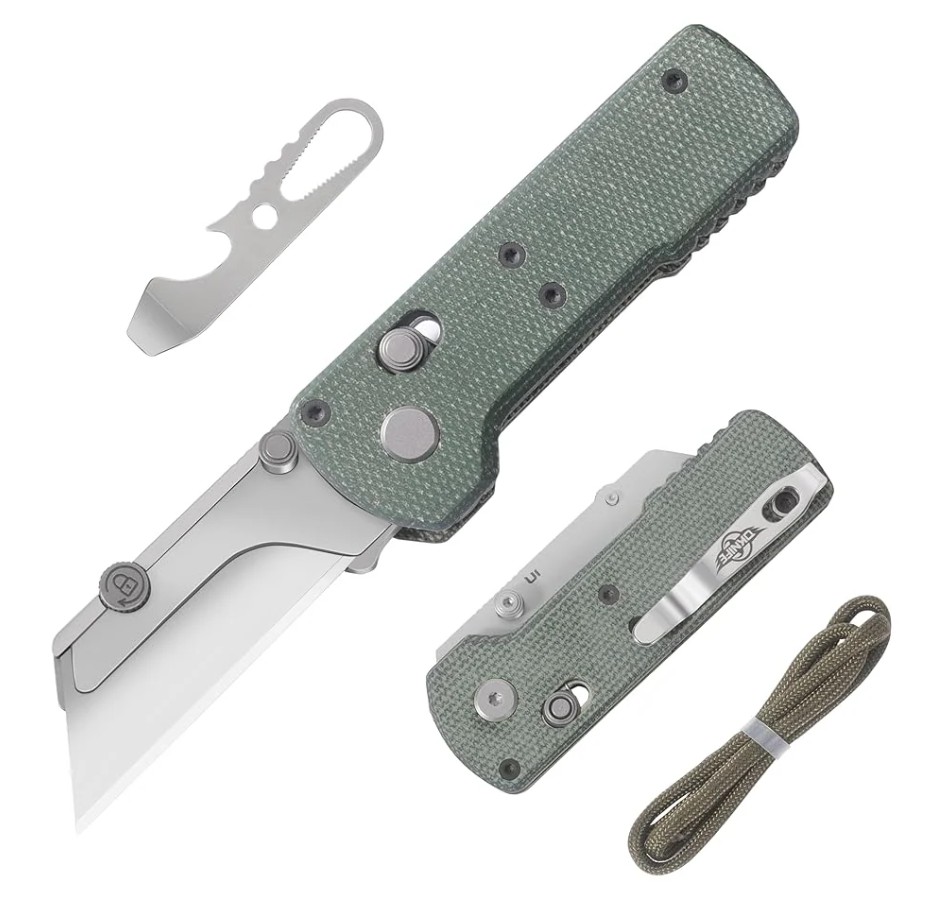 OKNIFE U1 Folding Utility Knife Green Micarta Handle U1GR View 1