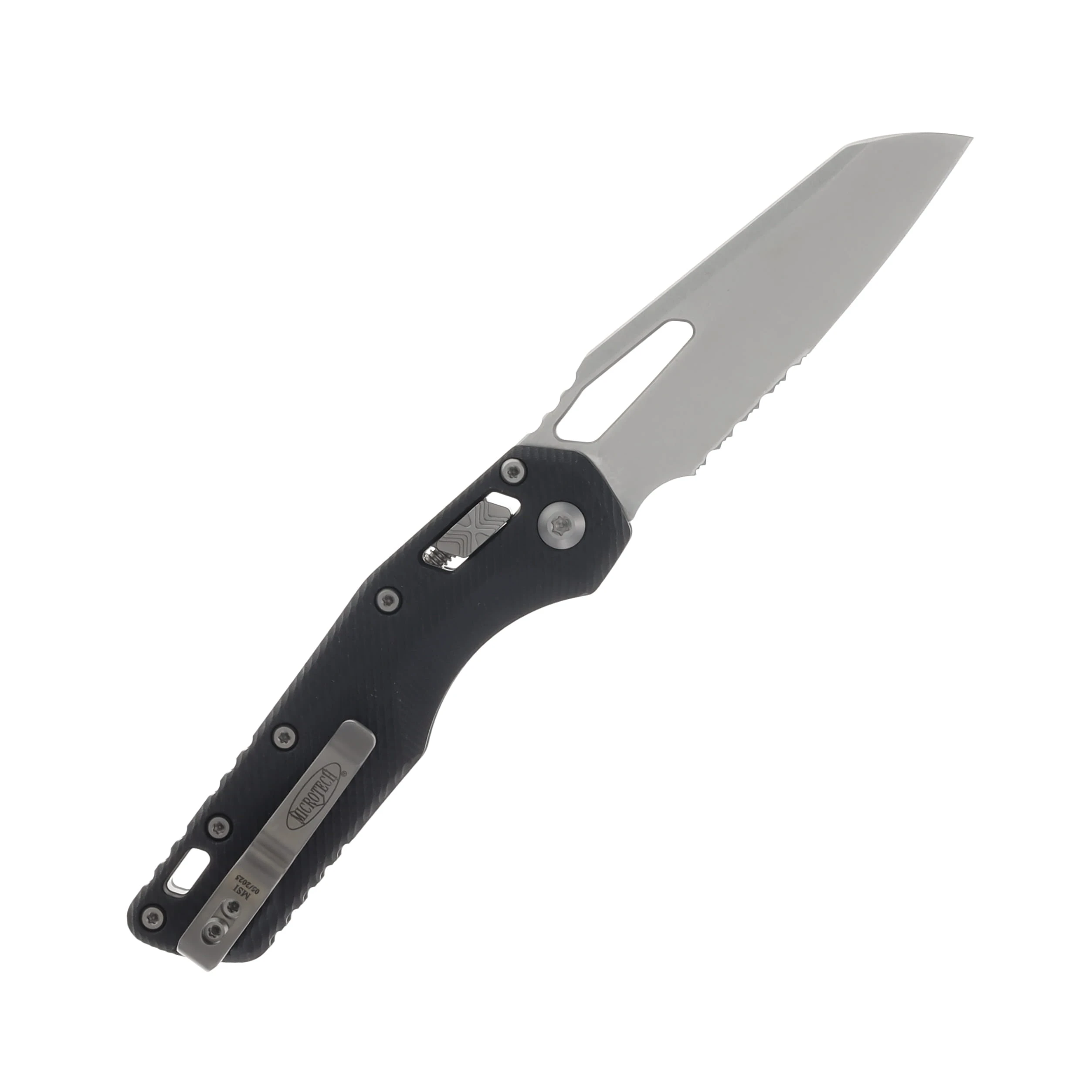 Microtech MSI S/E Fluted G-10 Black Stonewash Partial Serrated MT21011FLGTBK View 2