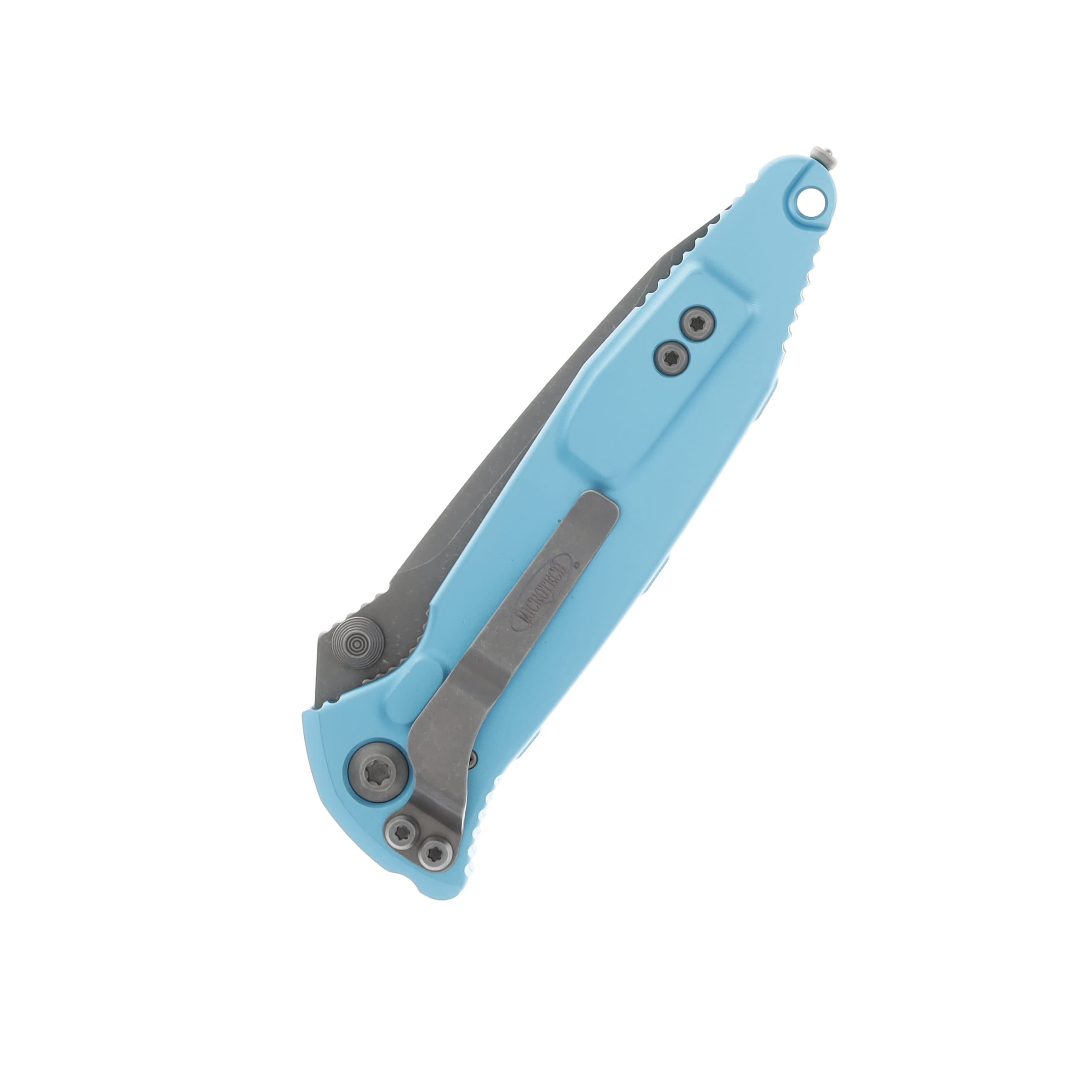 Microtech Socom Elite Tanto Apocalyptic Serrated Turquoise Aluminum MT16112APTQ View 4