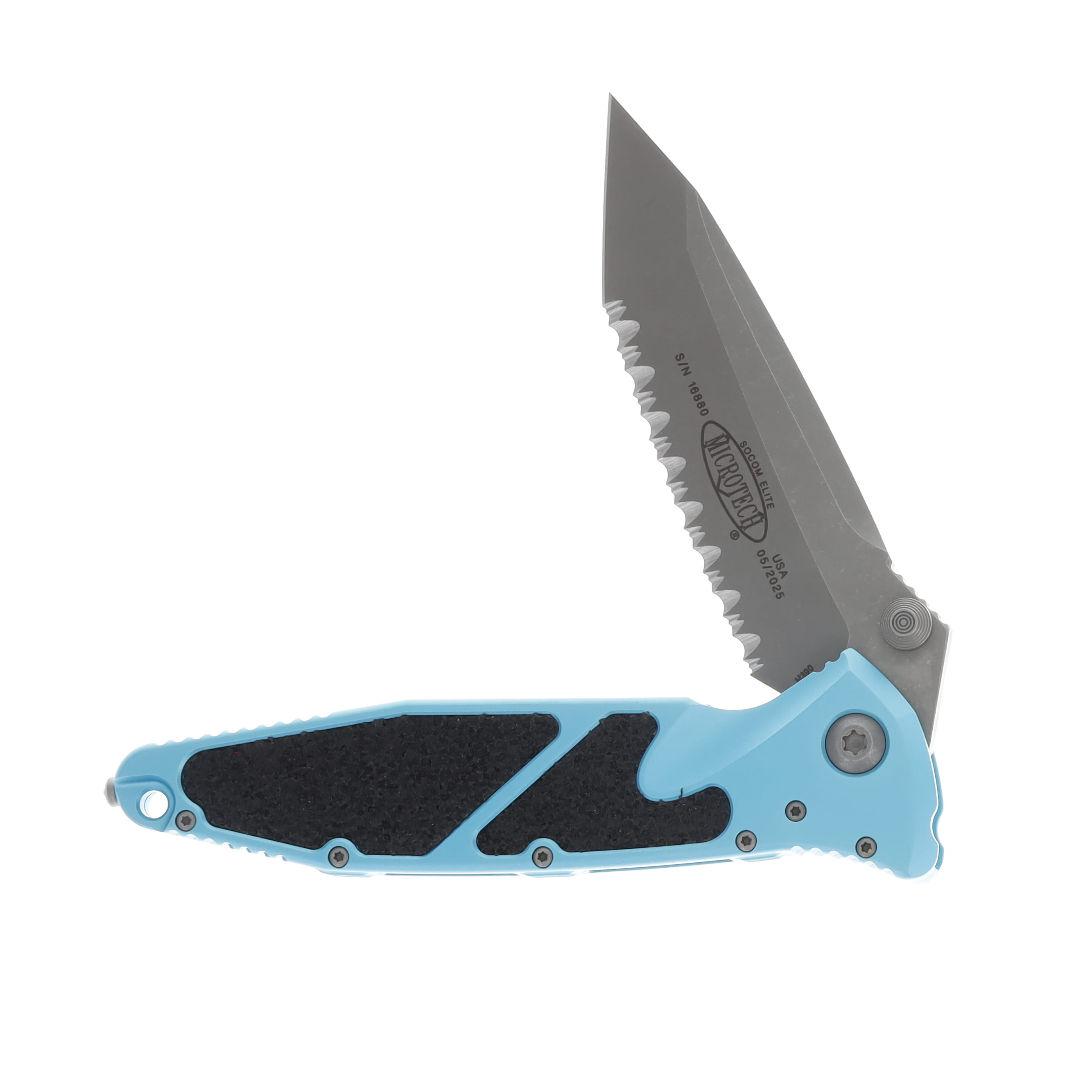 Microtech Socom Elite Tanto Apocalyptic Serrated Turquoise Aluminum MT16112APTQ View 2