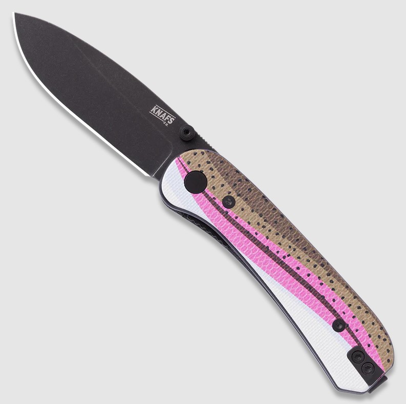 Knafs Lander 1 Folding Knife Black Stonewash D2/Rainbow Trout G-10 KNAFS00373 View 1