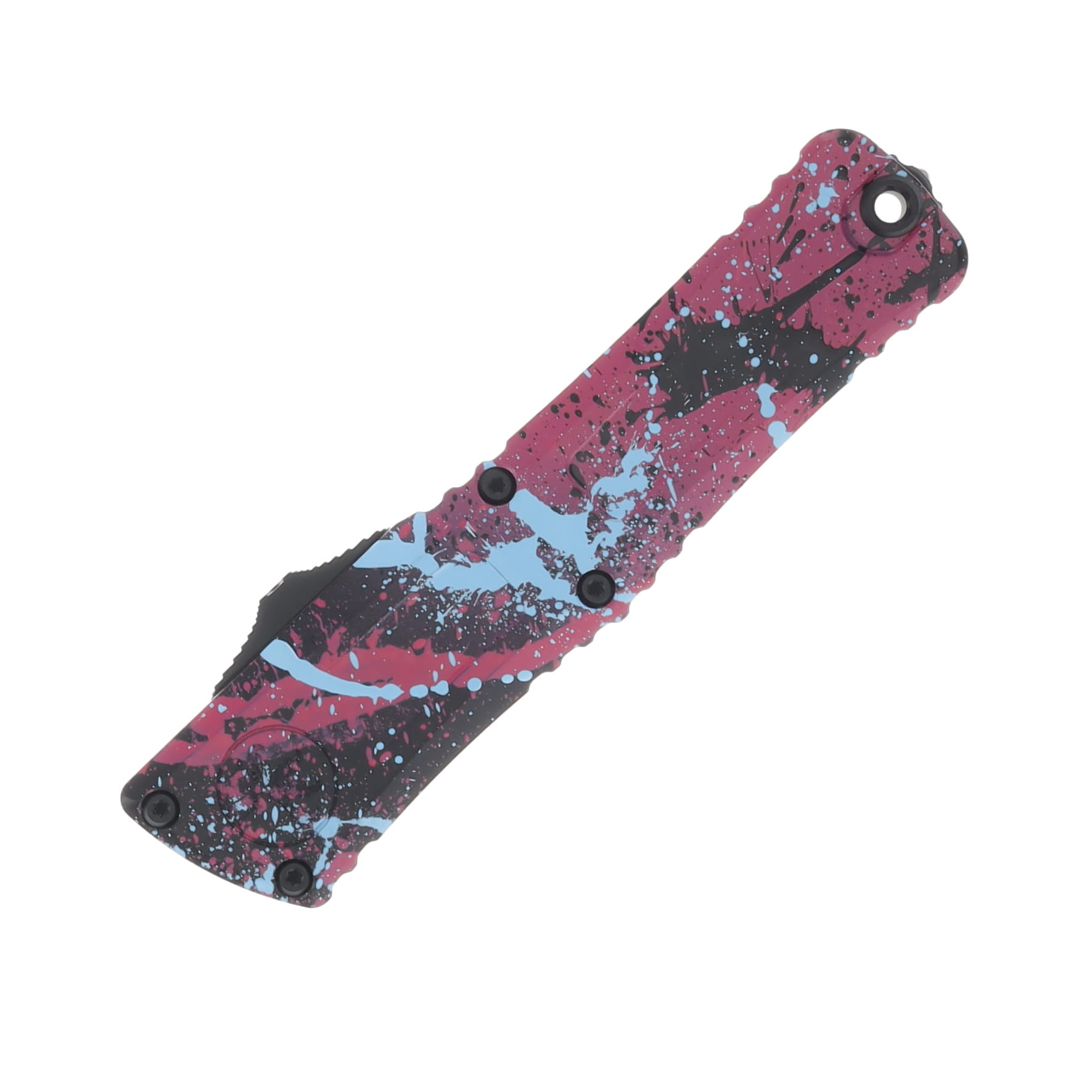 Microtech Combat Troodon D/E Gen III Signature Series Black/ Pink Light Blue Splatter Standard AUMT11421BKPK LBSPLS View 3