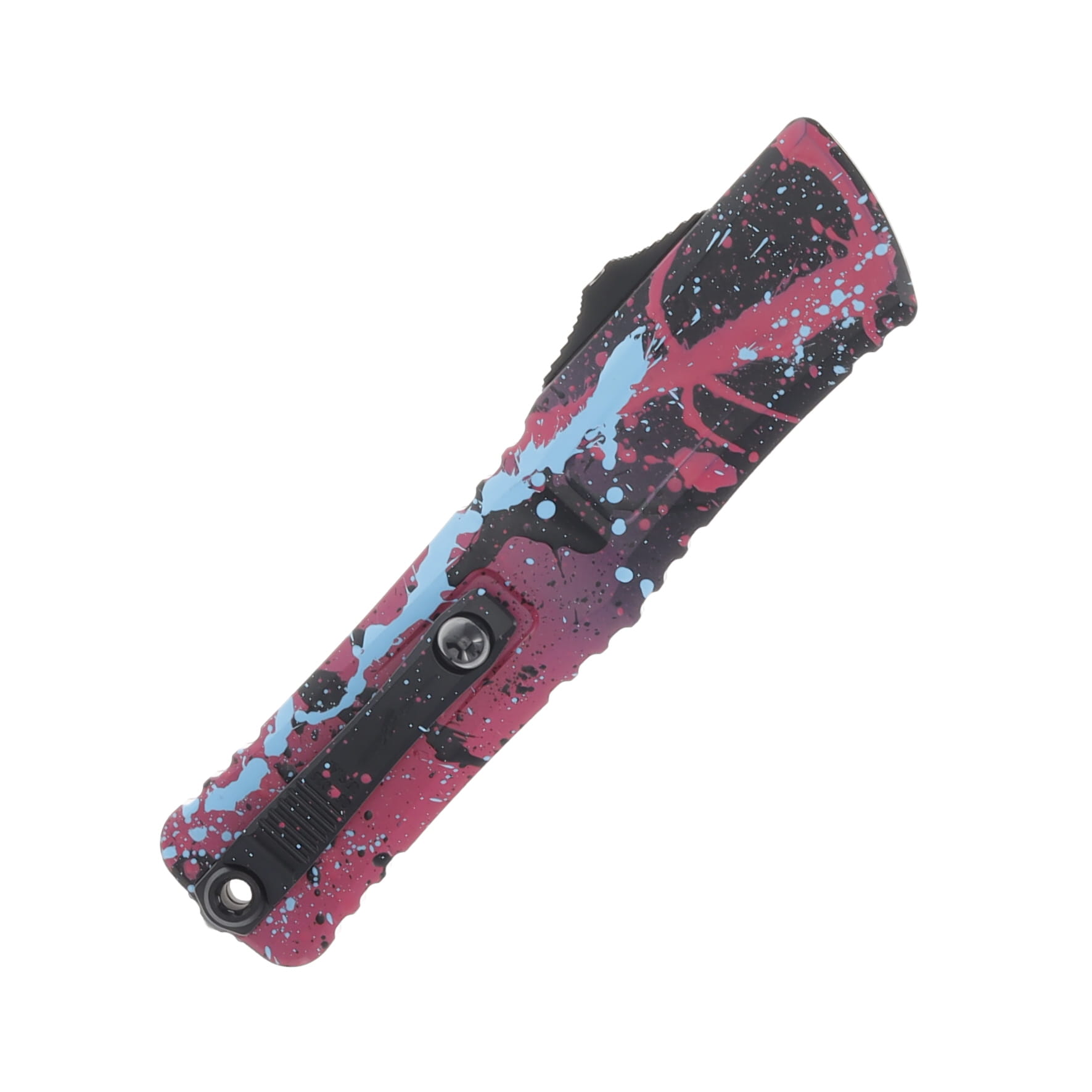 Microtech Combat Troodon D/E Gen III Signature Series Black/ Pink Light Blue Splatter Standard AUMT11421BKPK LBSPLS View 4