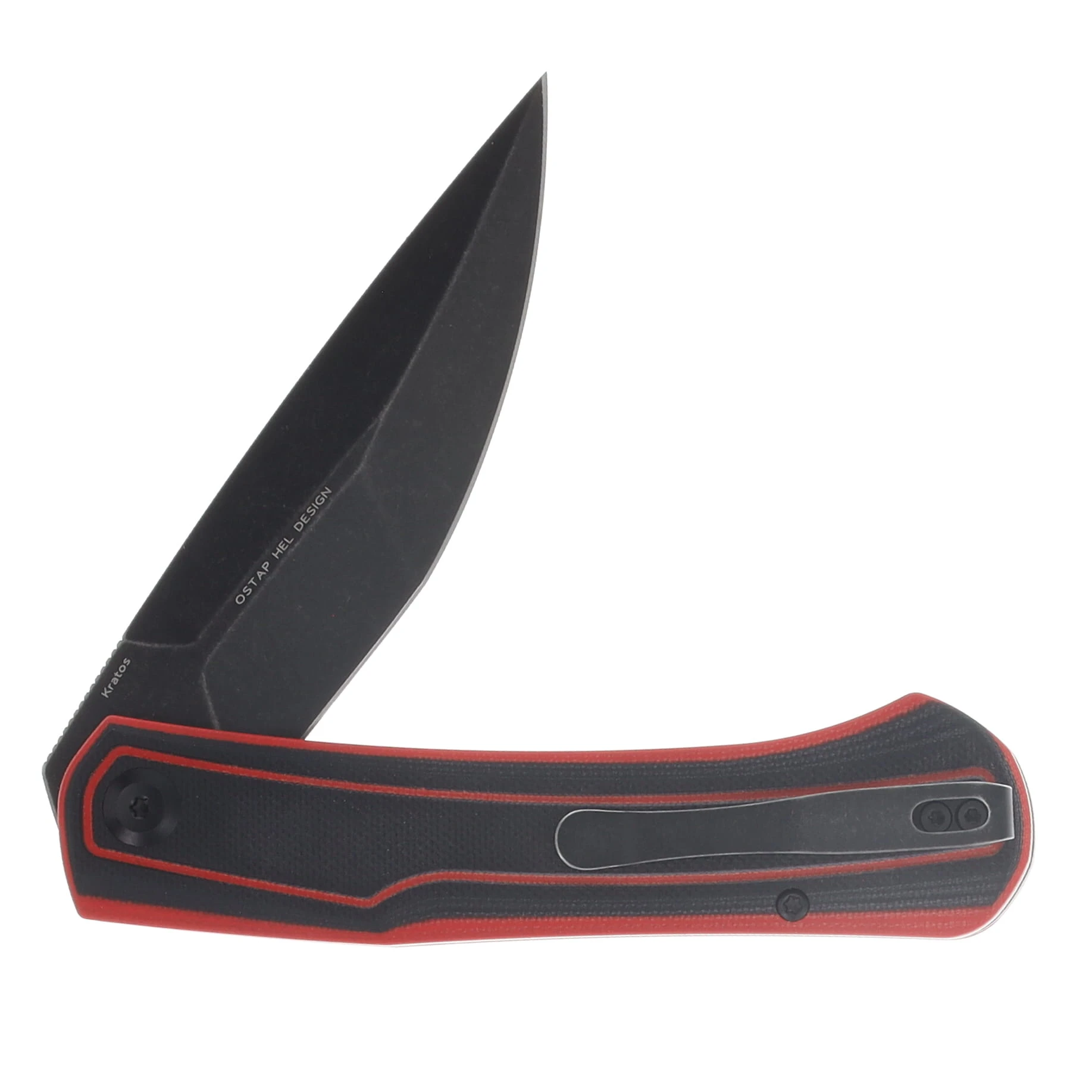 Tenable Kratos Linerlock Folding Knife Blackwash Nitro-V/Red & Black G-10 T1024A1 View 4