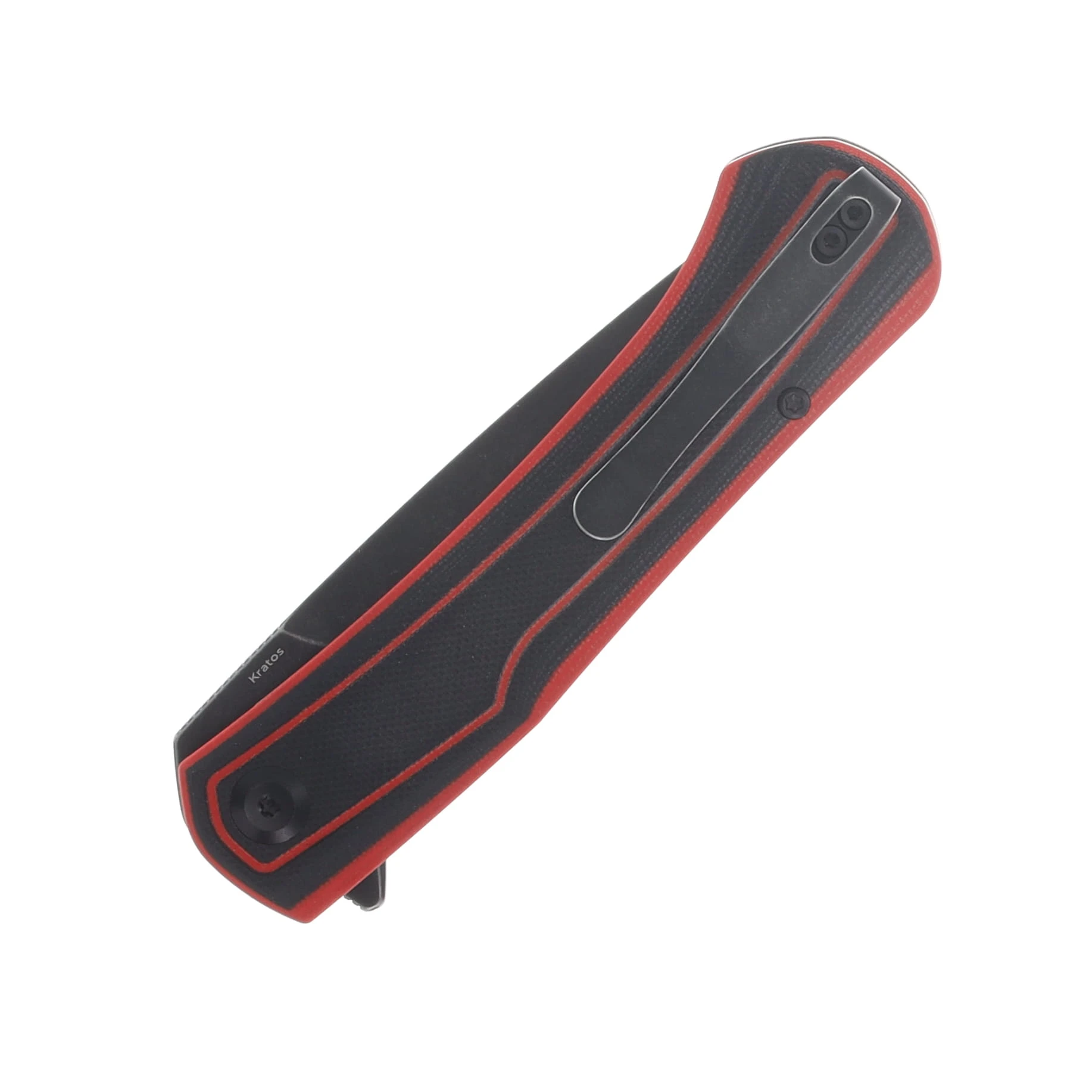 Tenable Kratos Linerlock Folding Knife Blackwash Nitro-V/Red & Black G-10 T1024A1 View 6