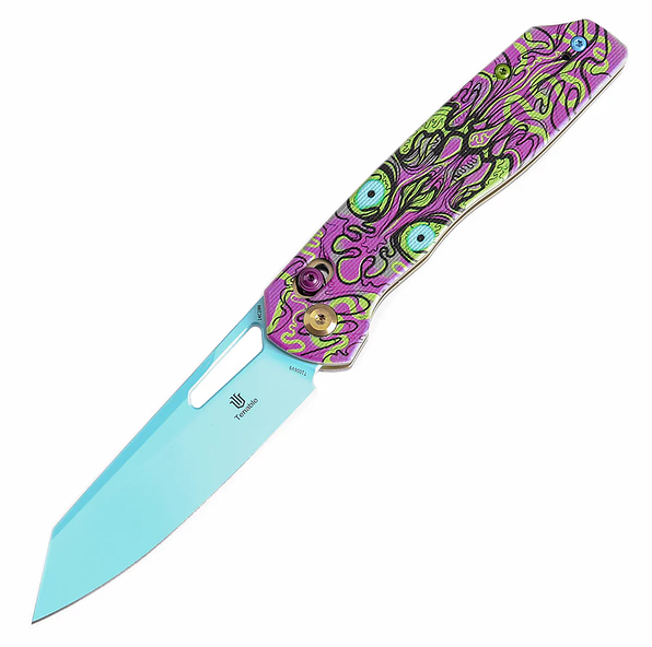 Tenable Knives Shard Purple – Jade Undead 3.47in Plain Blue Reverse Tanto T1006V9 View 1