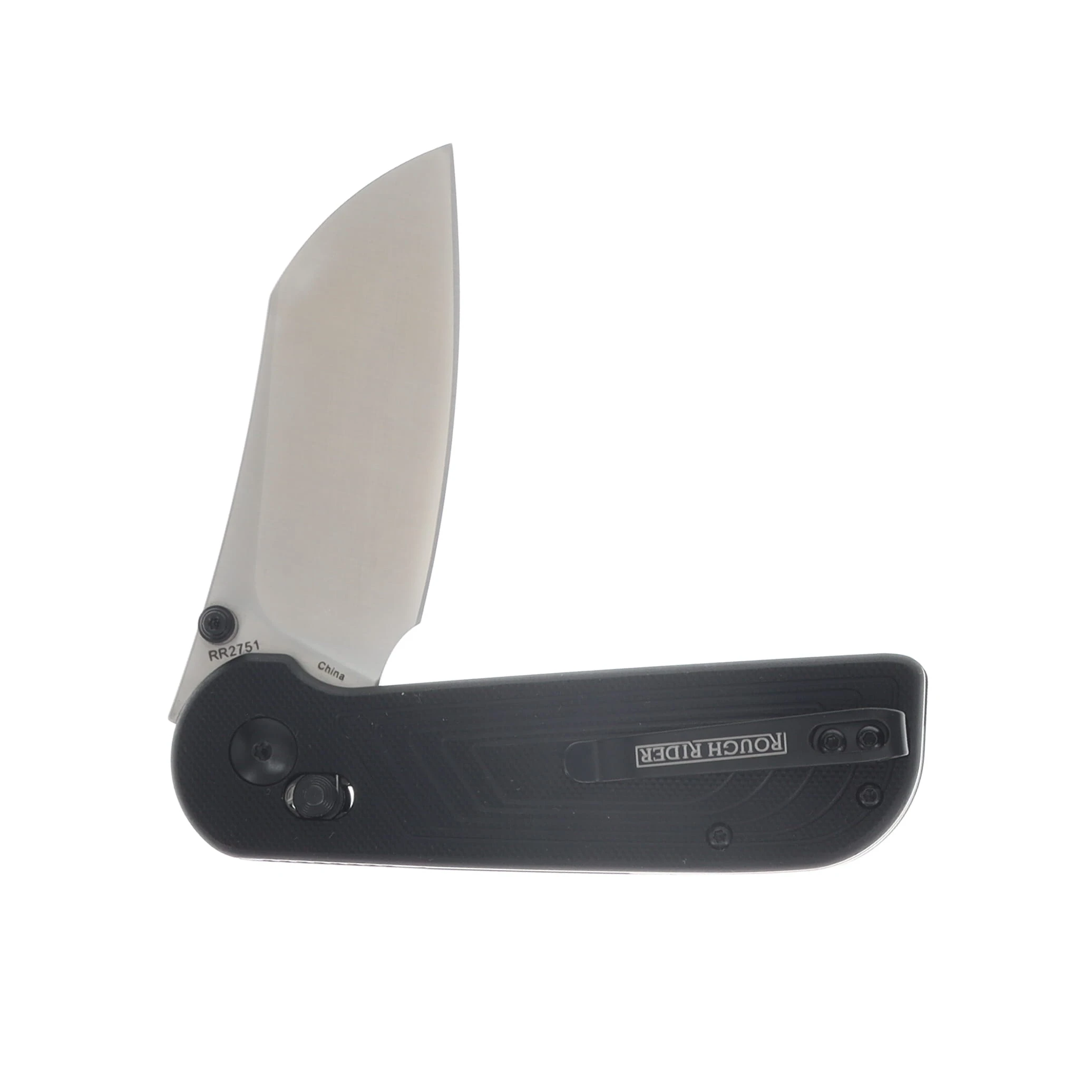 Rough Rider Slide Lock Black G-10 Folder Blue Pivot Ring 3in Satin Sheepsfoot Blade RR2751 View 4