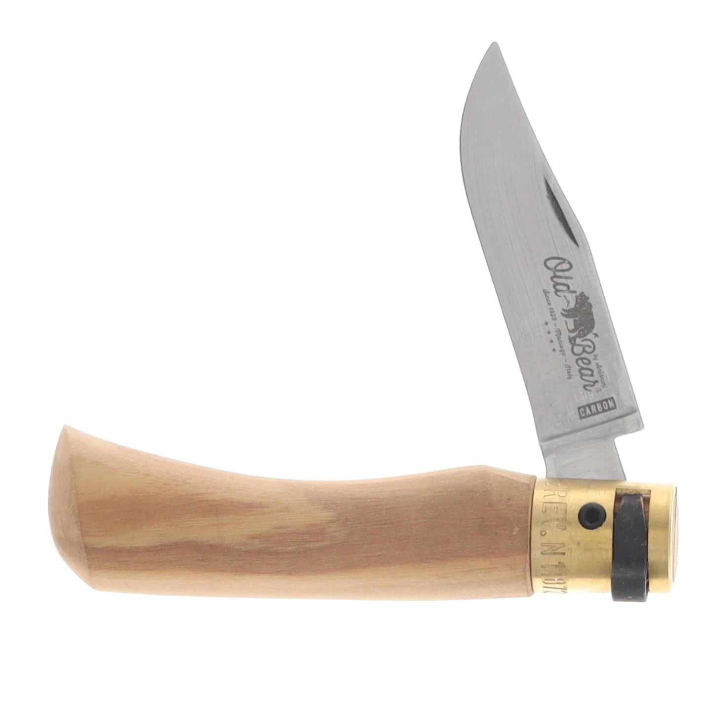 Antonini Old Bear Ring Lock Folding Knife Carbon Steel Olive Wood XS Extra Small 9306/15_LU View 3