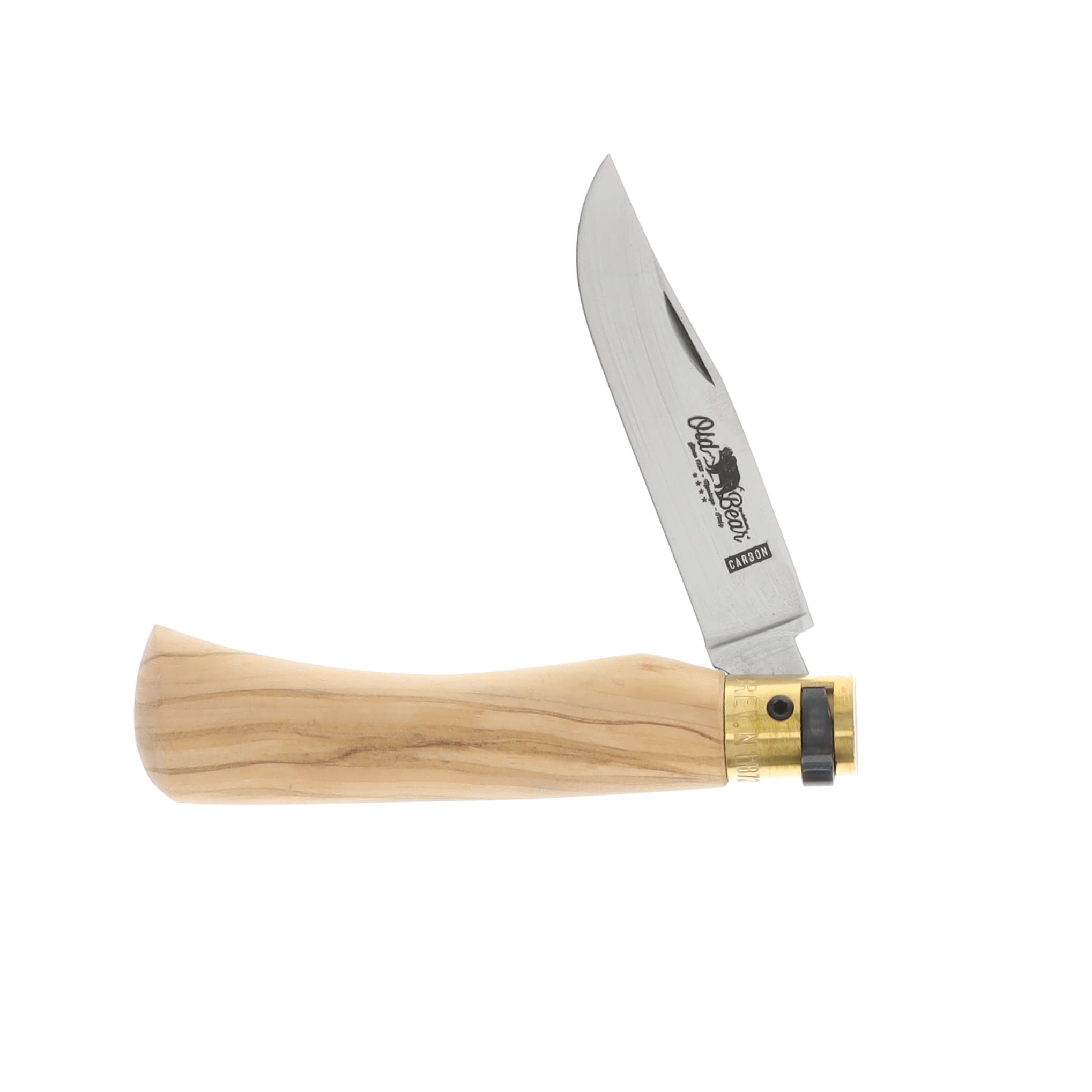 Antonini Old Bear Classical Medium Italian Olive Wood 3.15in Plain Satin Clip Point 9306/19_LU View 2