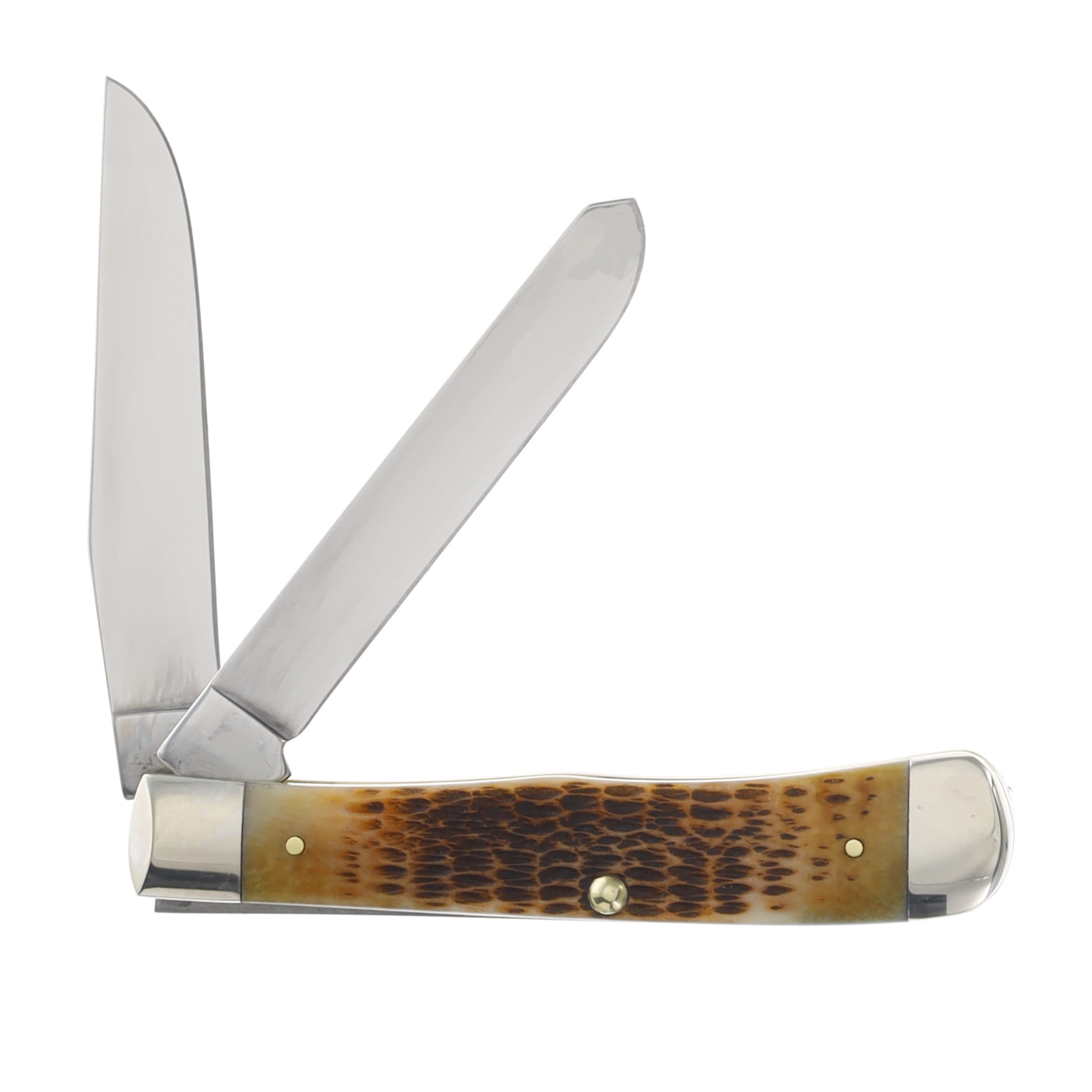 Case XX Burnt Amber Bone Rogers Jigged Bone Trapper Folding Knife CA51390 View 2