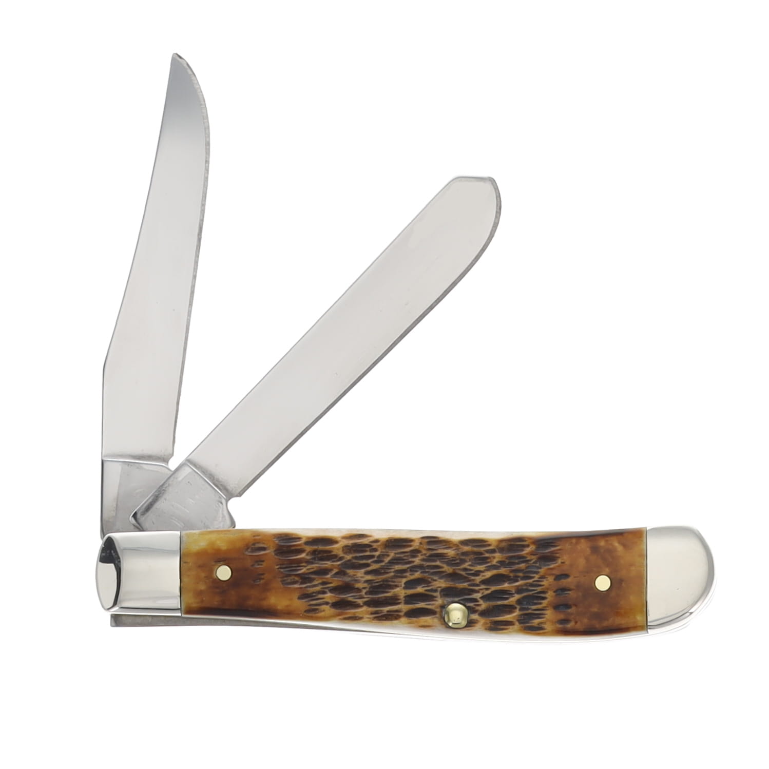 Case XX Burnt Amber Bone Rogers Jigged Bone Mini Trapper Folding Knife CA51391 View 2