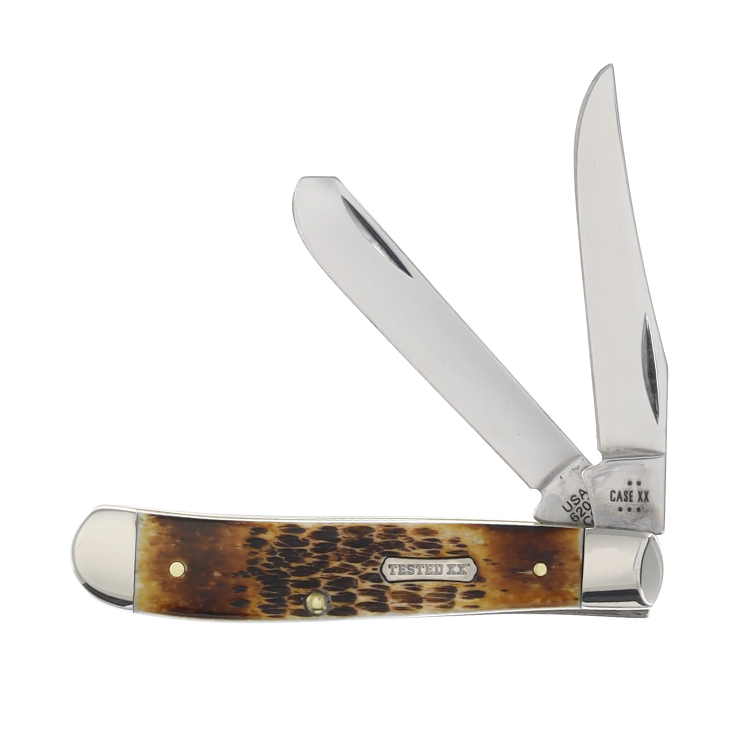 Case XX Burnt Amber Bone Rogers Jigged Bone Mini Trapper Folding Knife CA51391 View 1