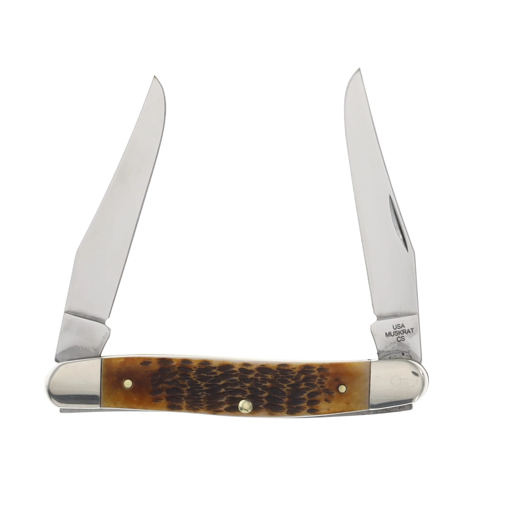 Case XX Burnt Amber Bone Rogers Jigged Bone Muskrat Folding Knife CA51395 View 2