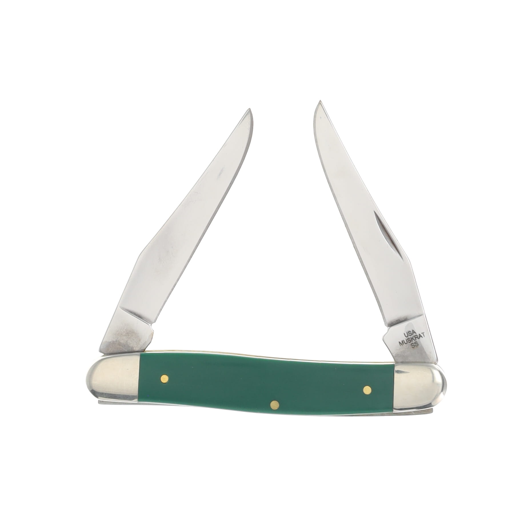 Case XX Spruce Green Smooth Synthetic Muskrat Folding Knife CA64533 View 2