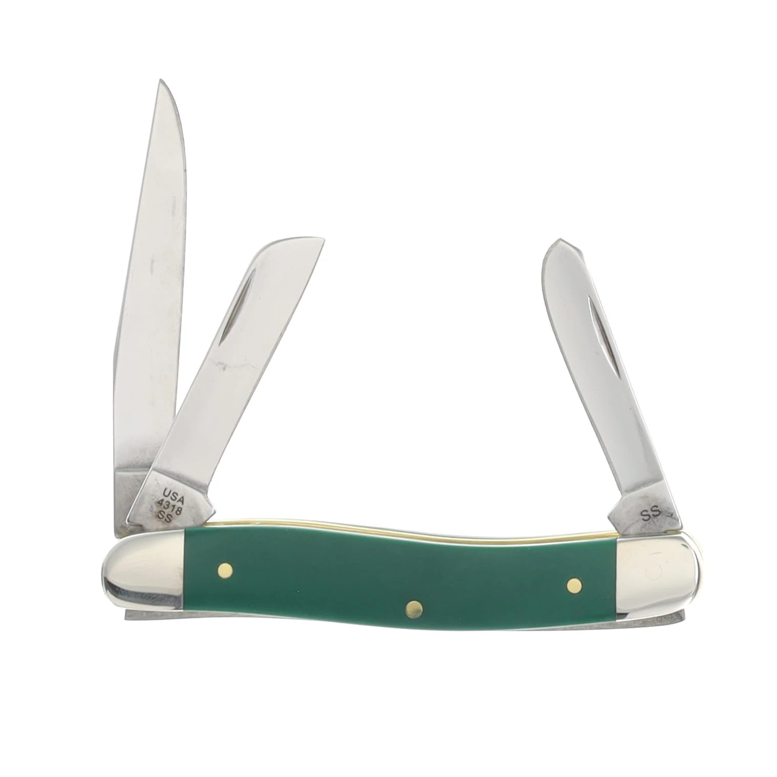 Case XX Spruce Green Smooth Synthetic Medium Stockman Folding Knife CA64535 View 2