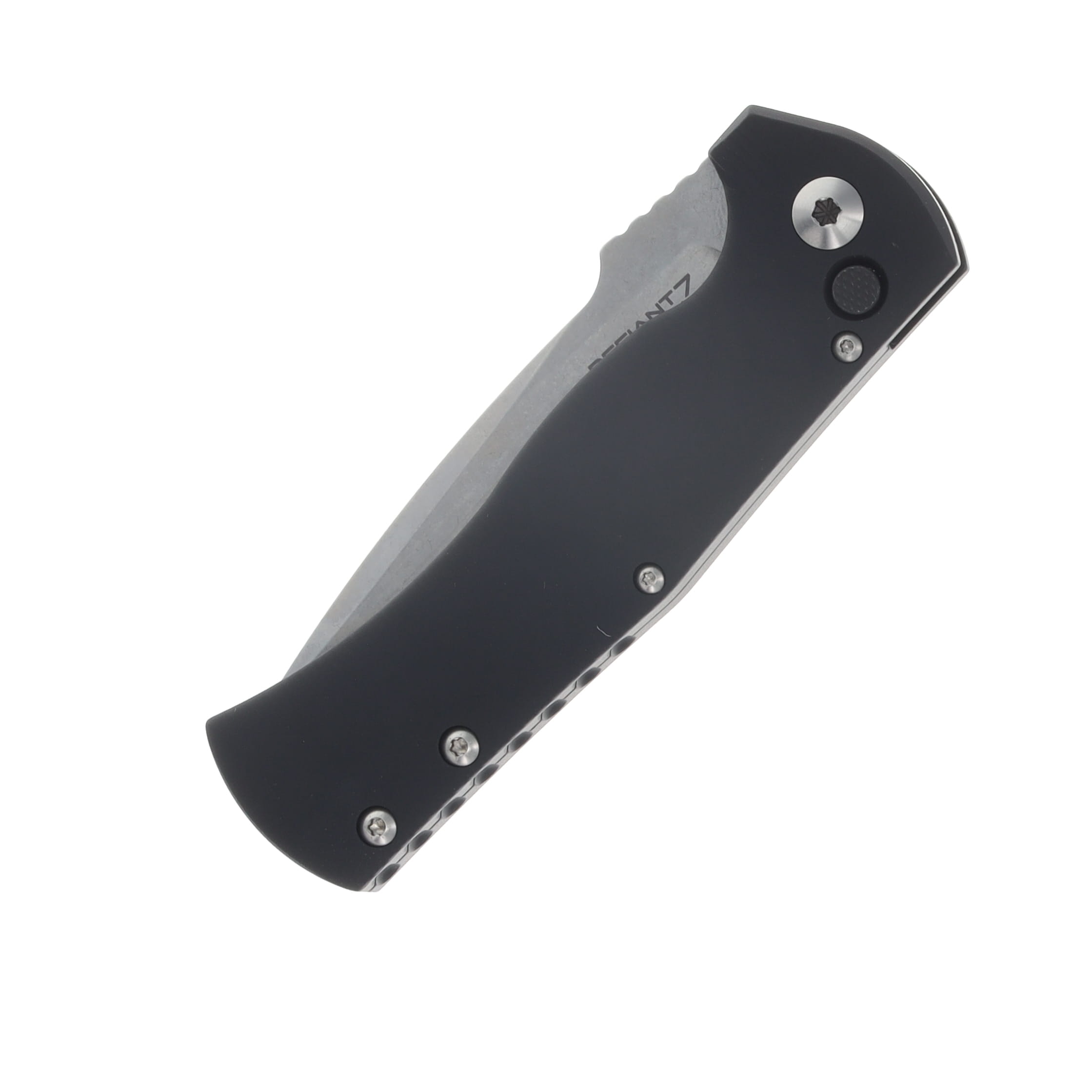 Defiant 7 Eagle Automatic Black Aluminum Handle / Stonewash Blade DFEGLBLSW View 3