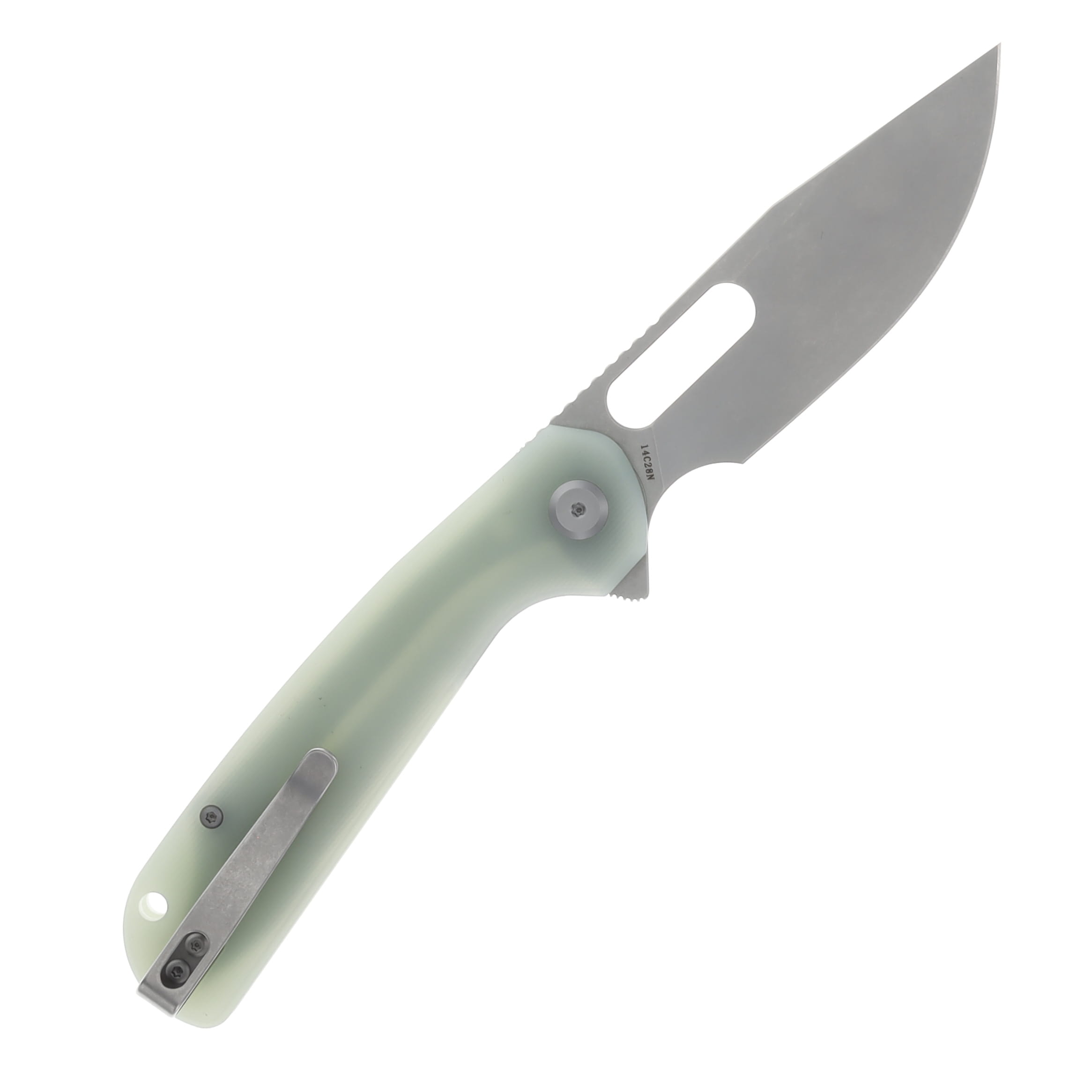 Eutektik Trinity Folding Knife Stonewash 14C28N/Jade G-10 Right Hand Carry LM07 View 2