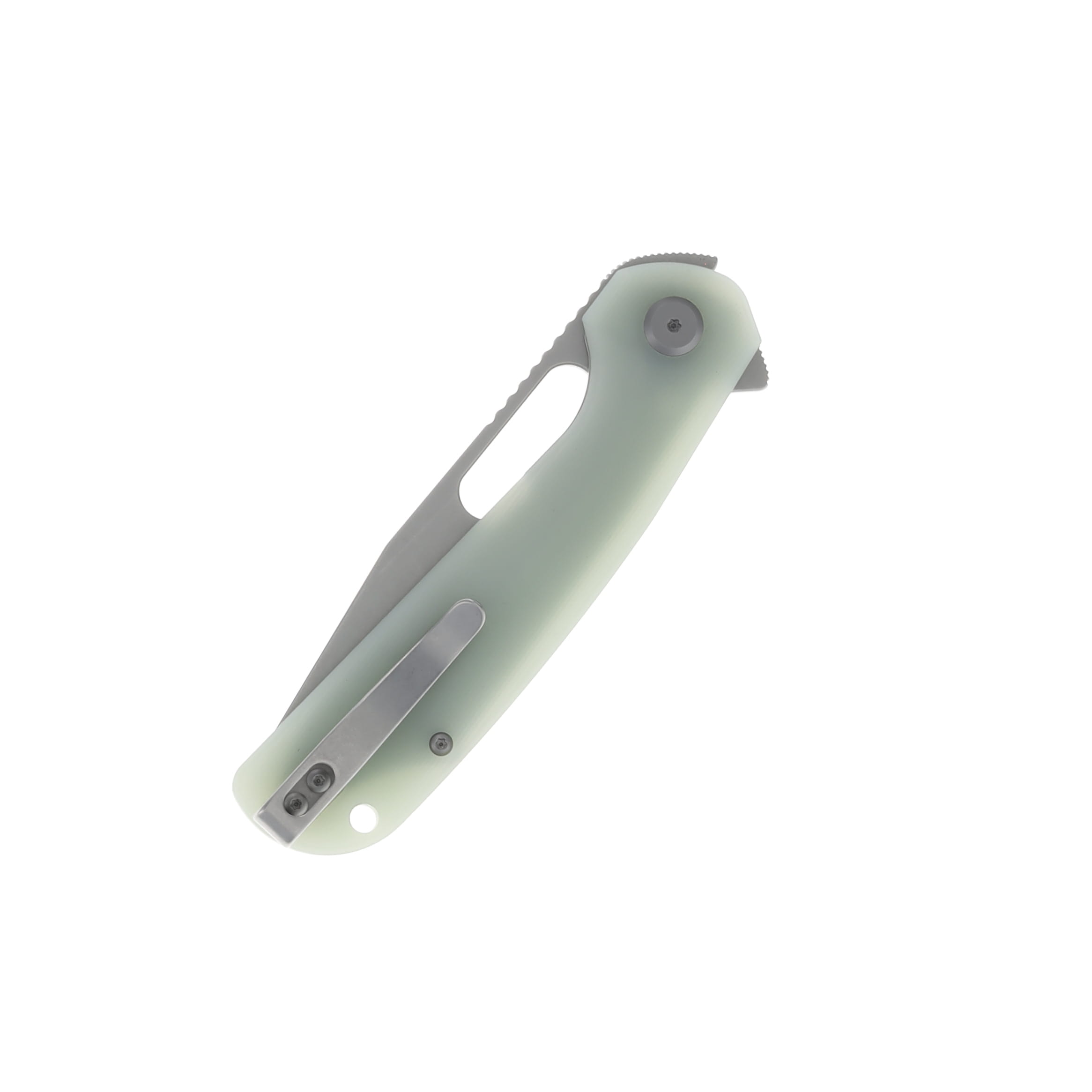 Eutektik Trinity Folding Knife Stonewash 14C28N/Jade G-10 Left Hand Carry LM08 View 4