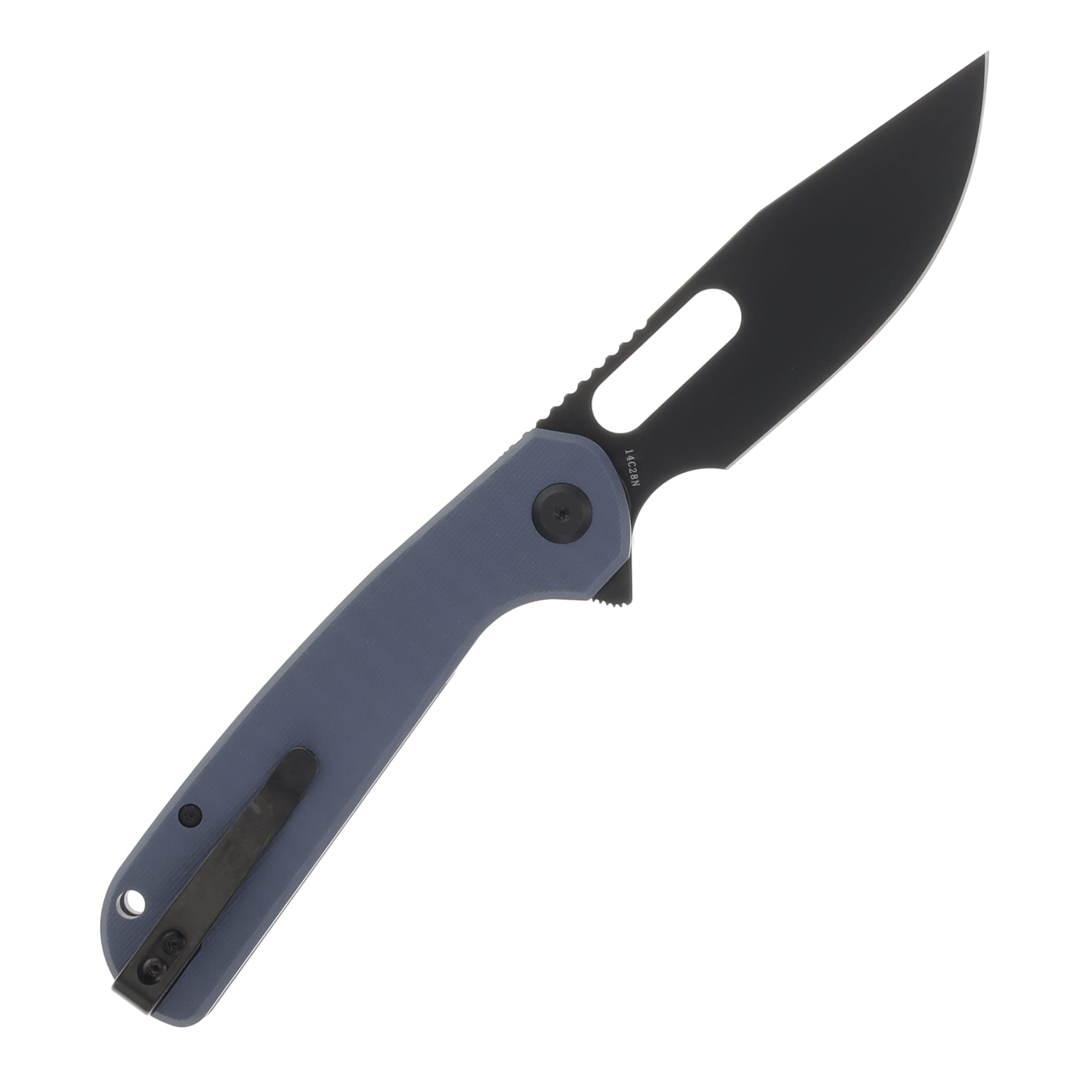 Eutektik Trinity Folding Knife Blackwash 14C28N/Fjord Blue G-10 Right Hand Carry LM10 View 2