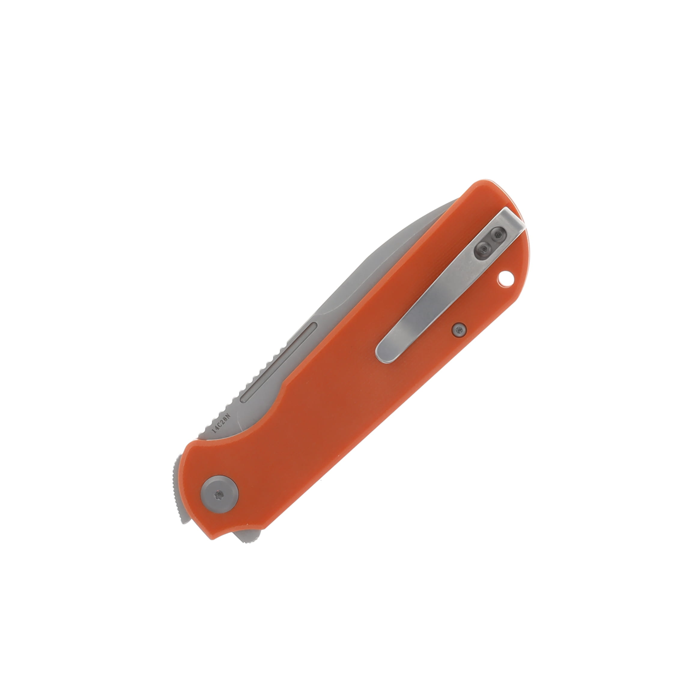 Eutektik Liong Mah Binary Right Handed G-10 Solar Orange 3.75 In Sandvik Stonewash Drop Point LM20 View 4