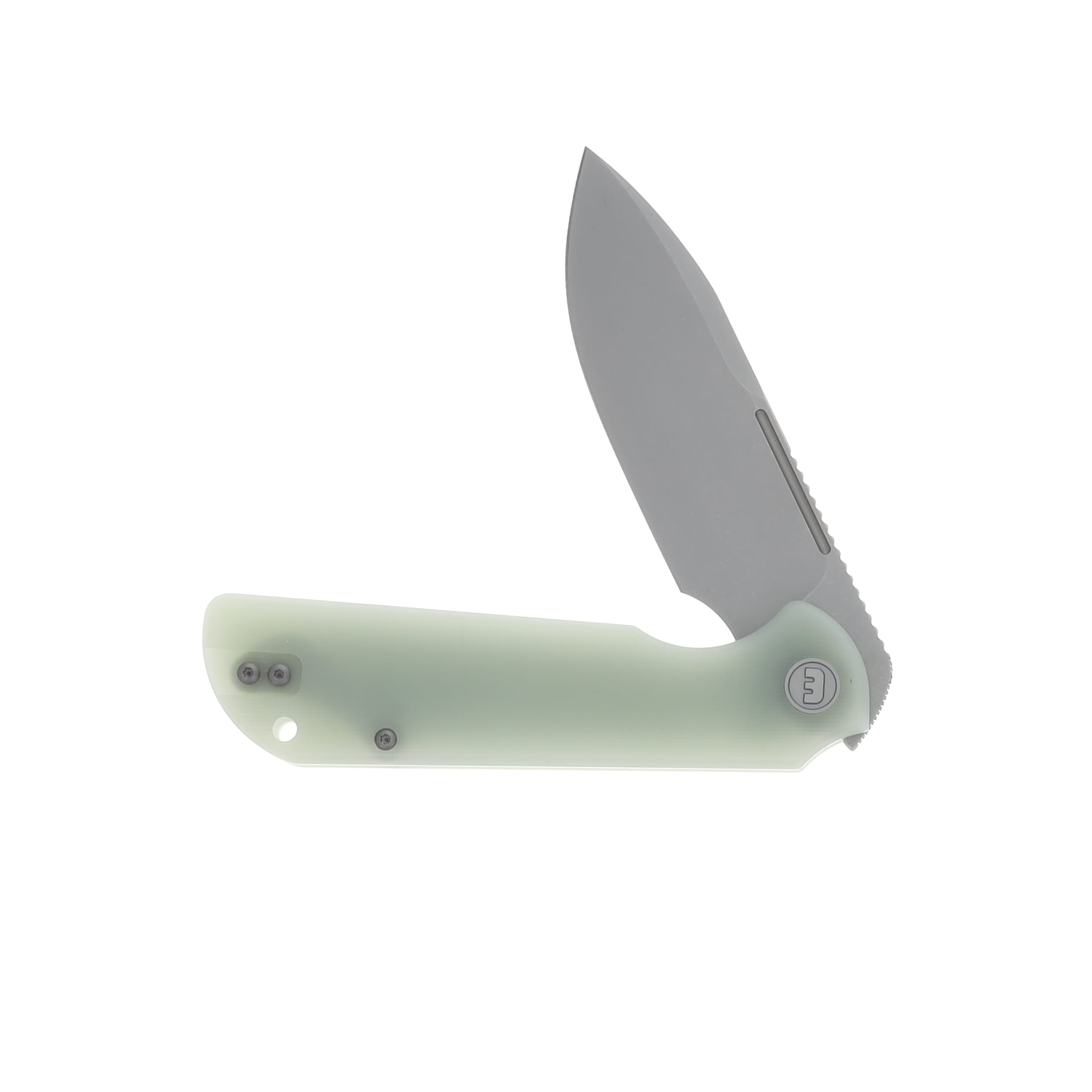 Eutektik Liong Mah Binary Right Handed G-10 Jade Green 3.75 In Sandvik Stonewash Drop Point LM21 View 3