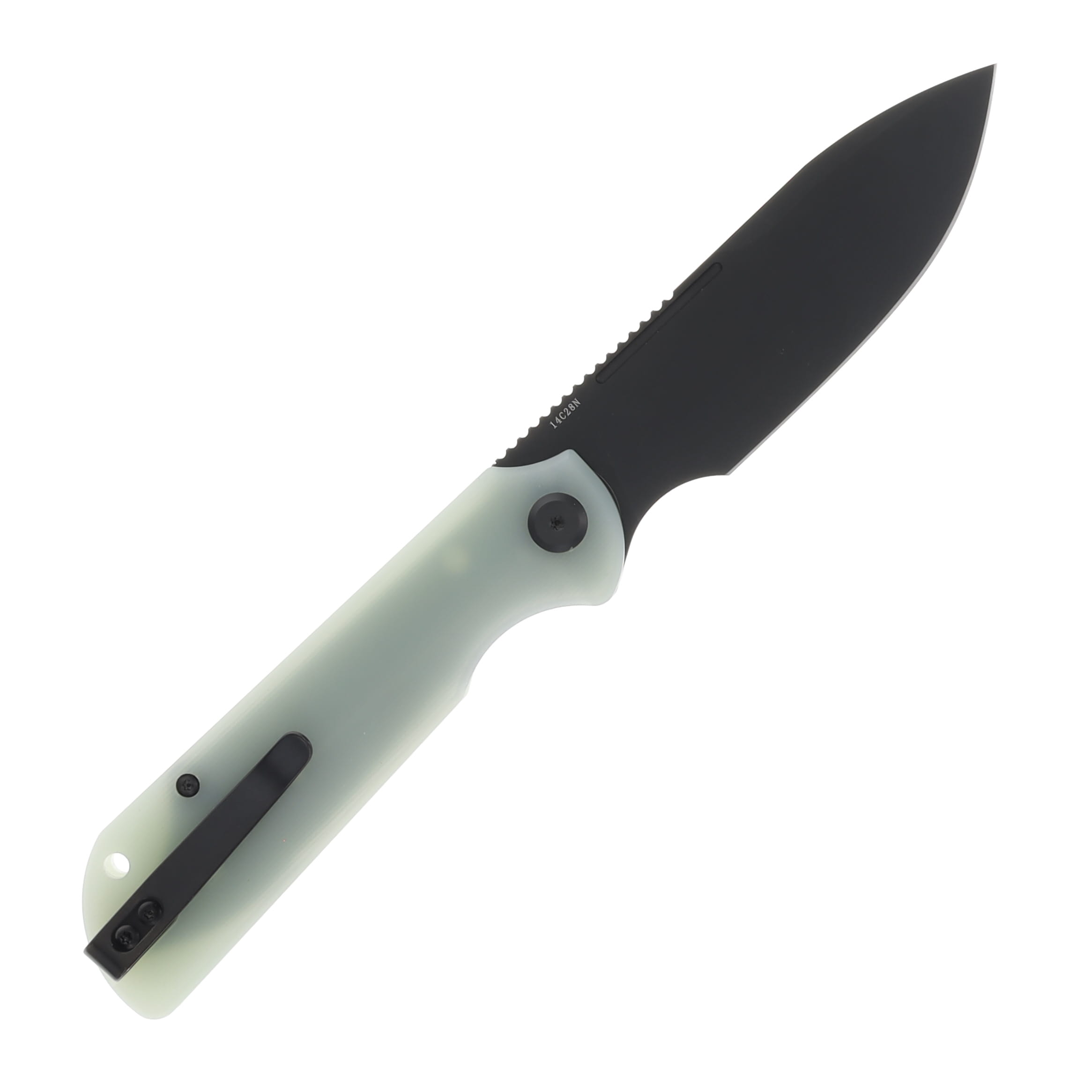 Eutektik Liong Mah Binary Right Hand G-10 Jade Green 3.75 In Sandvik Blackwash Drop Point LM22 View 2