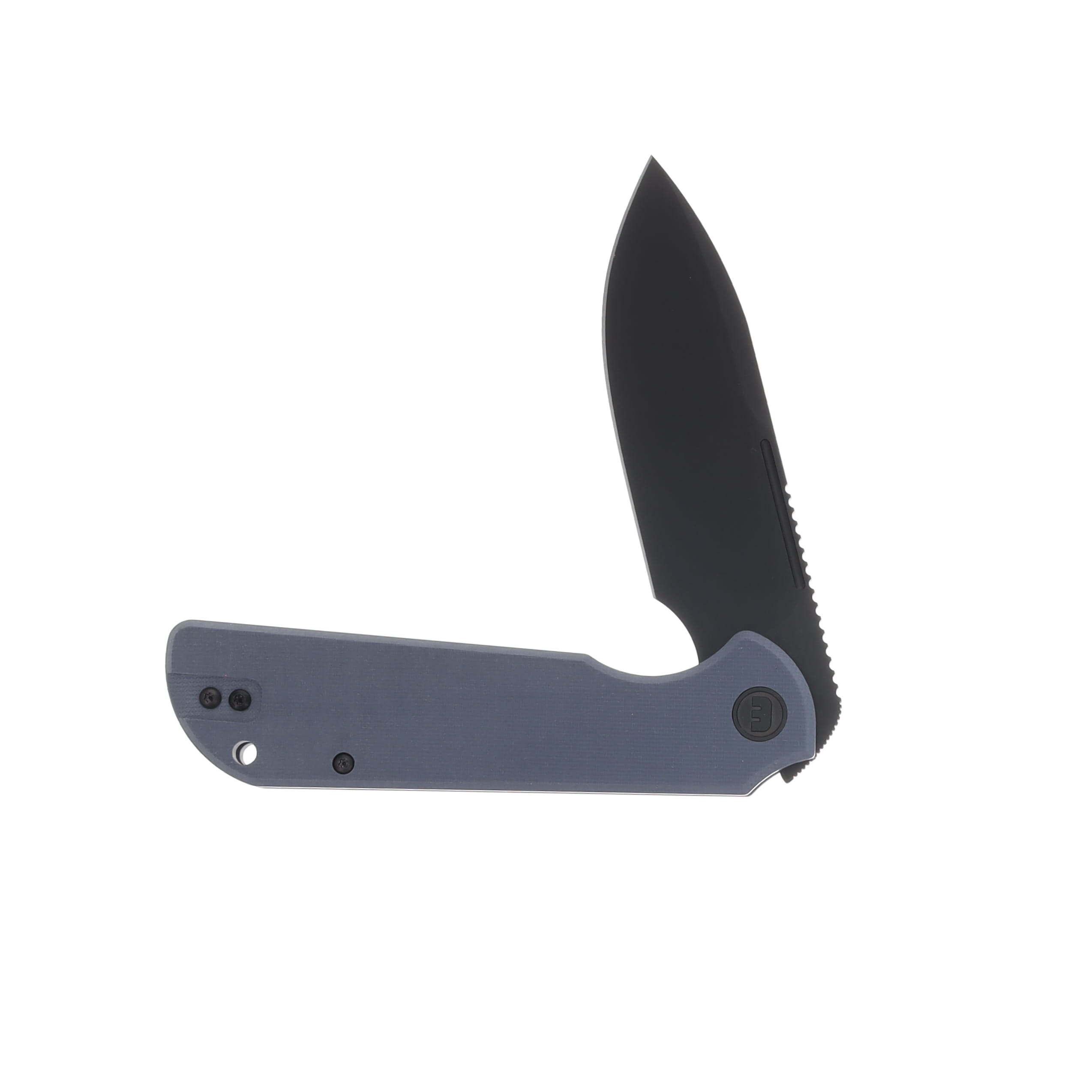 Eutektik Liong Mah Binary Right Hand G-10 Fjord Blue 3.75 In Sandvik Blackwash Drop Point LM24 View 3