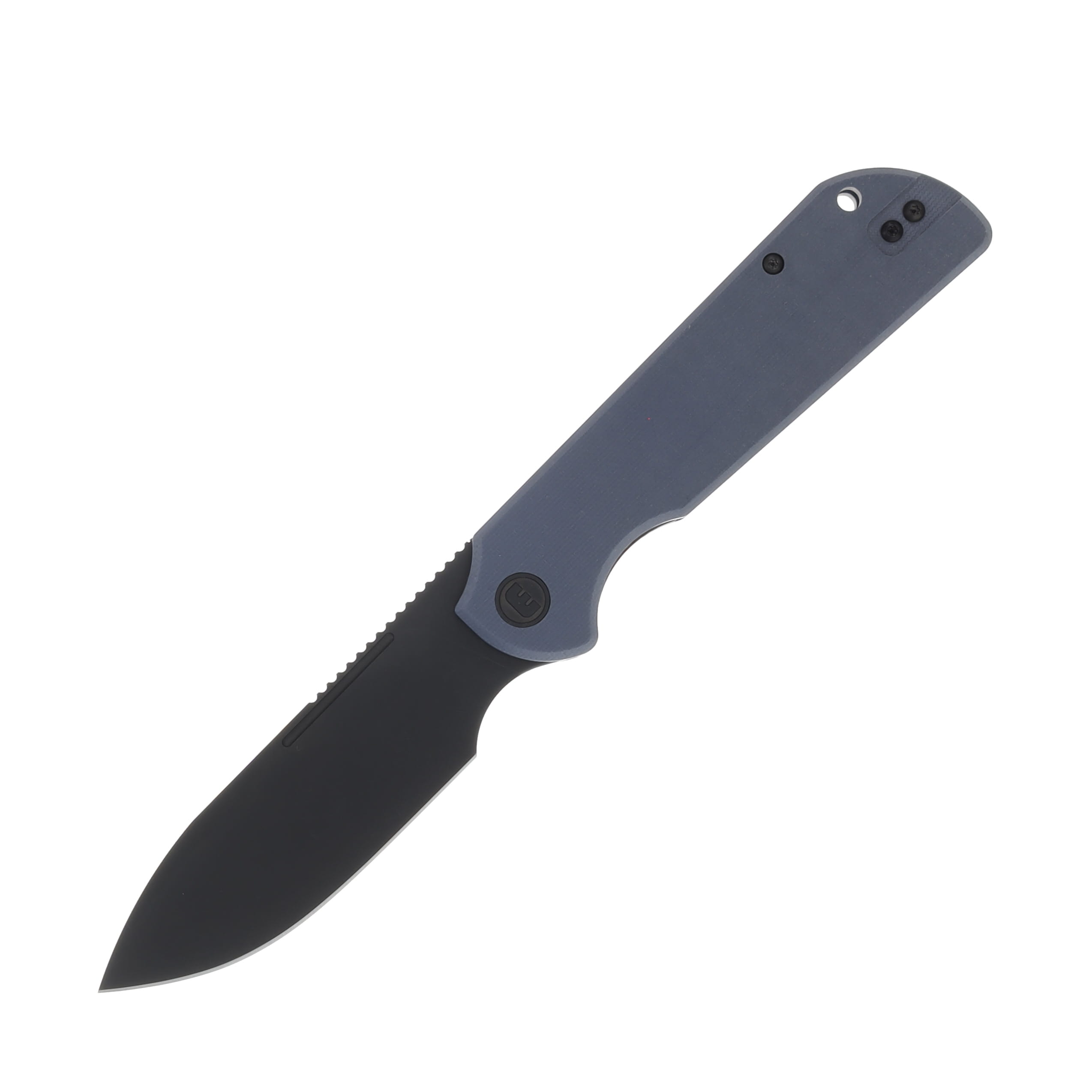 Eutektik Liong Mah Binary Right Hand G-10 Fjord Blue 3.75 In Sandvik Blackwash Drop Point LM24 View 1