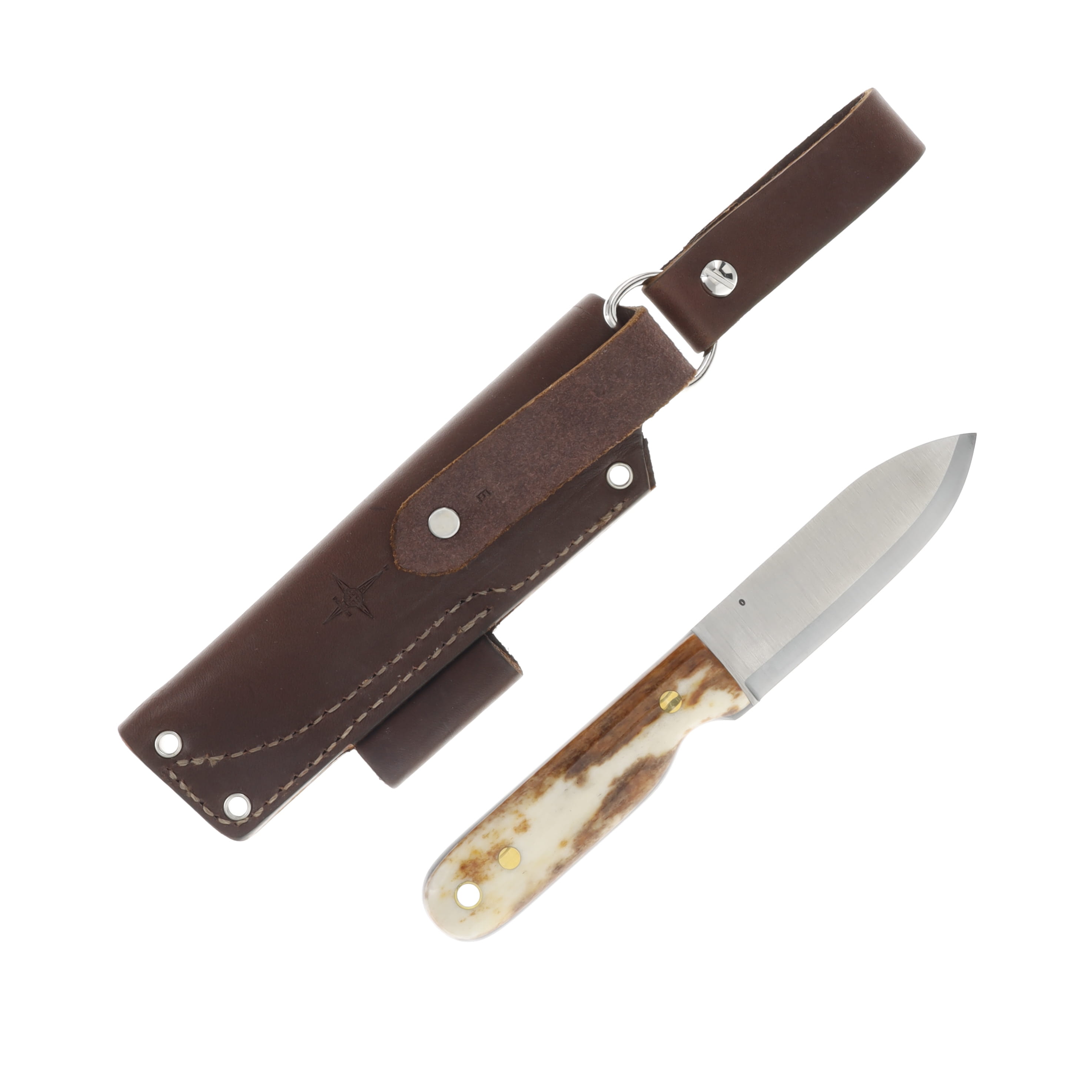 LT Wright Bushcrafter Fixed Blade Knife O1 Scandi/Brown Bone with Black Liners LT036 View 2