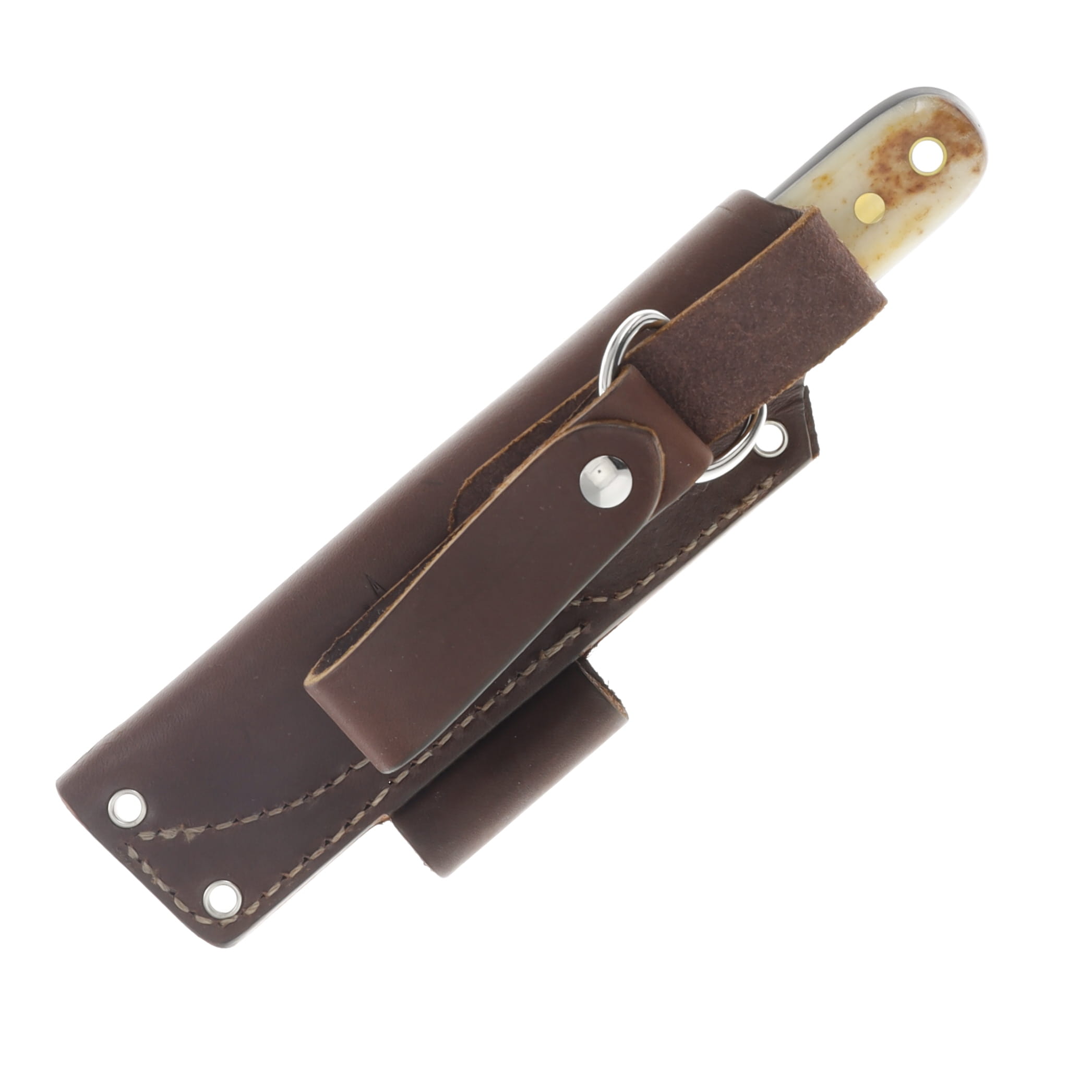 LT Wright Bushcrafter Fixed Blade Knife O1 Scandi/Brown Bone with Black Liners LT036 View 4