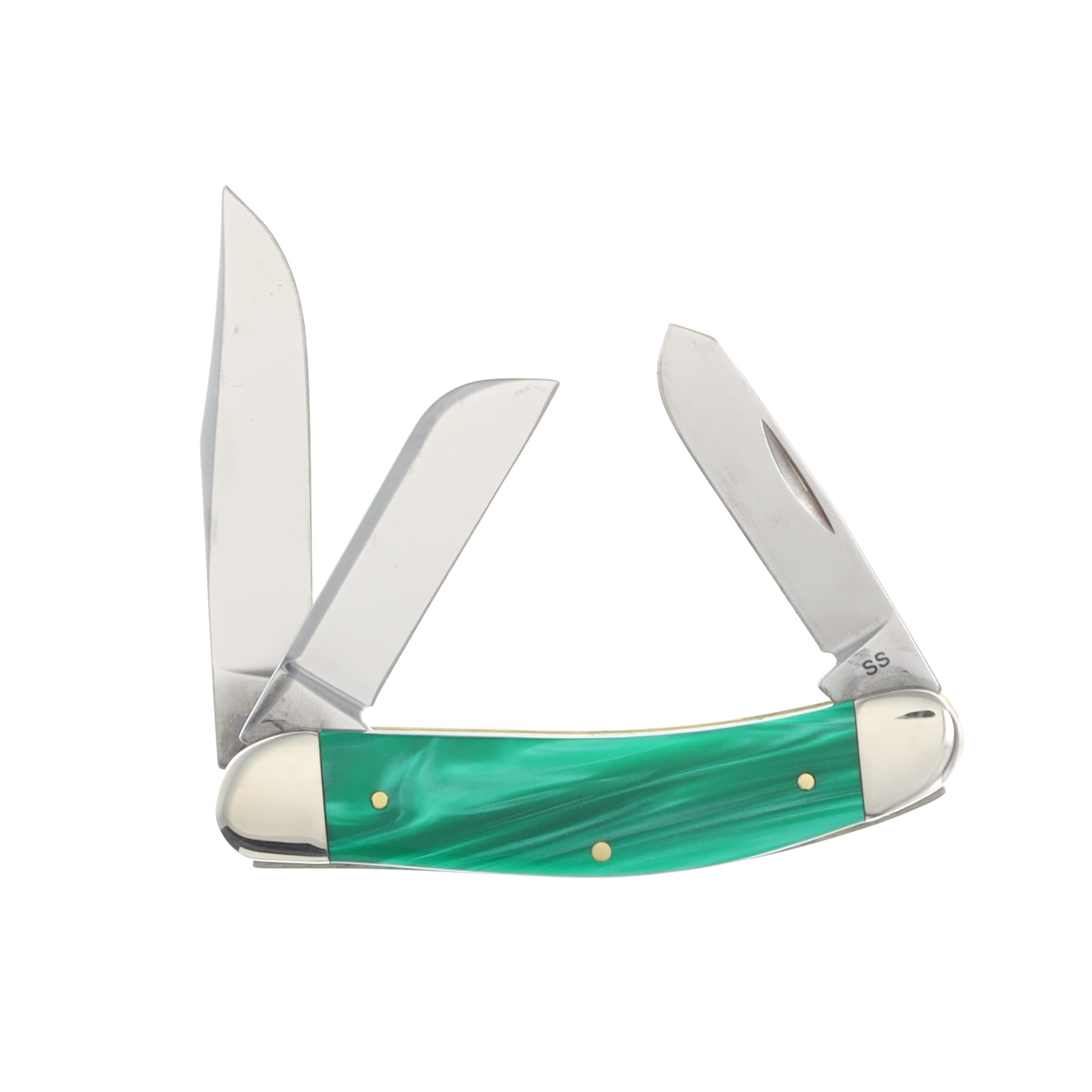 Case XX Green Pearl Kirinite 3-Blade Sowbelly Folding Knife CA24411 View 2