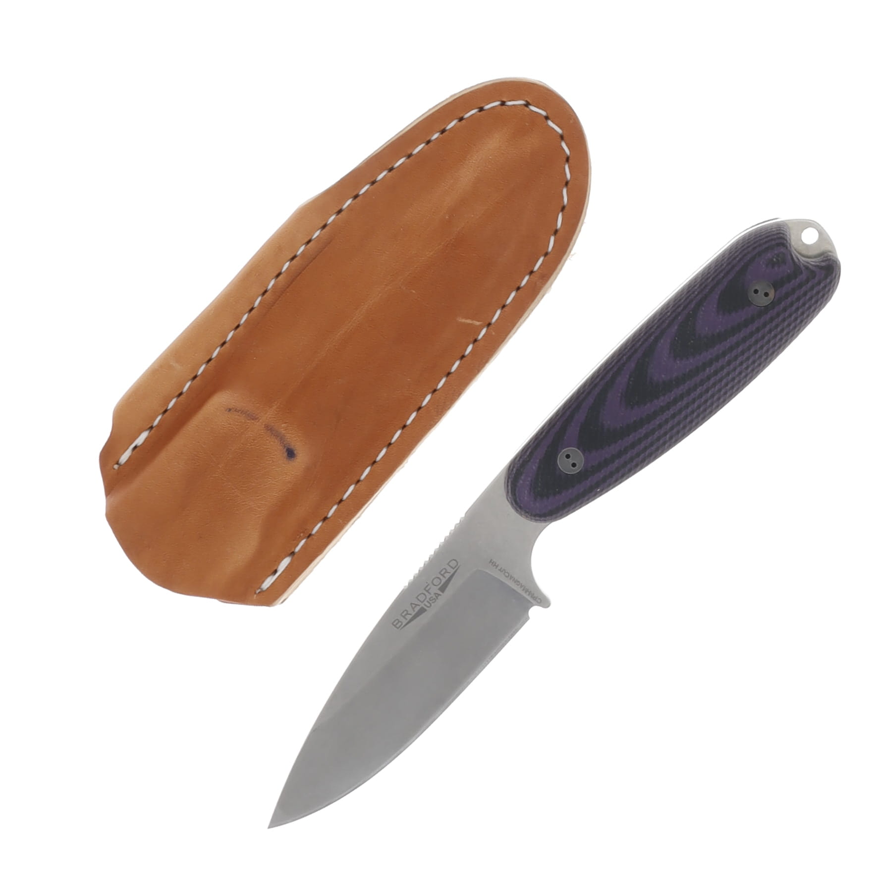Bradford Guardian 3.5 3D Purple 3.5 Inch Plain Stonewash Drop Point BRAD3437 View 1