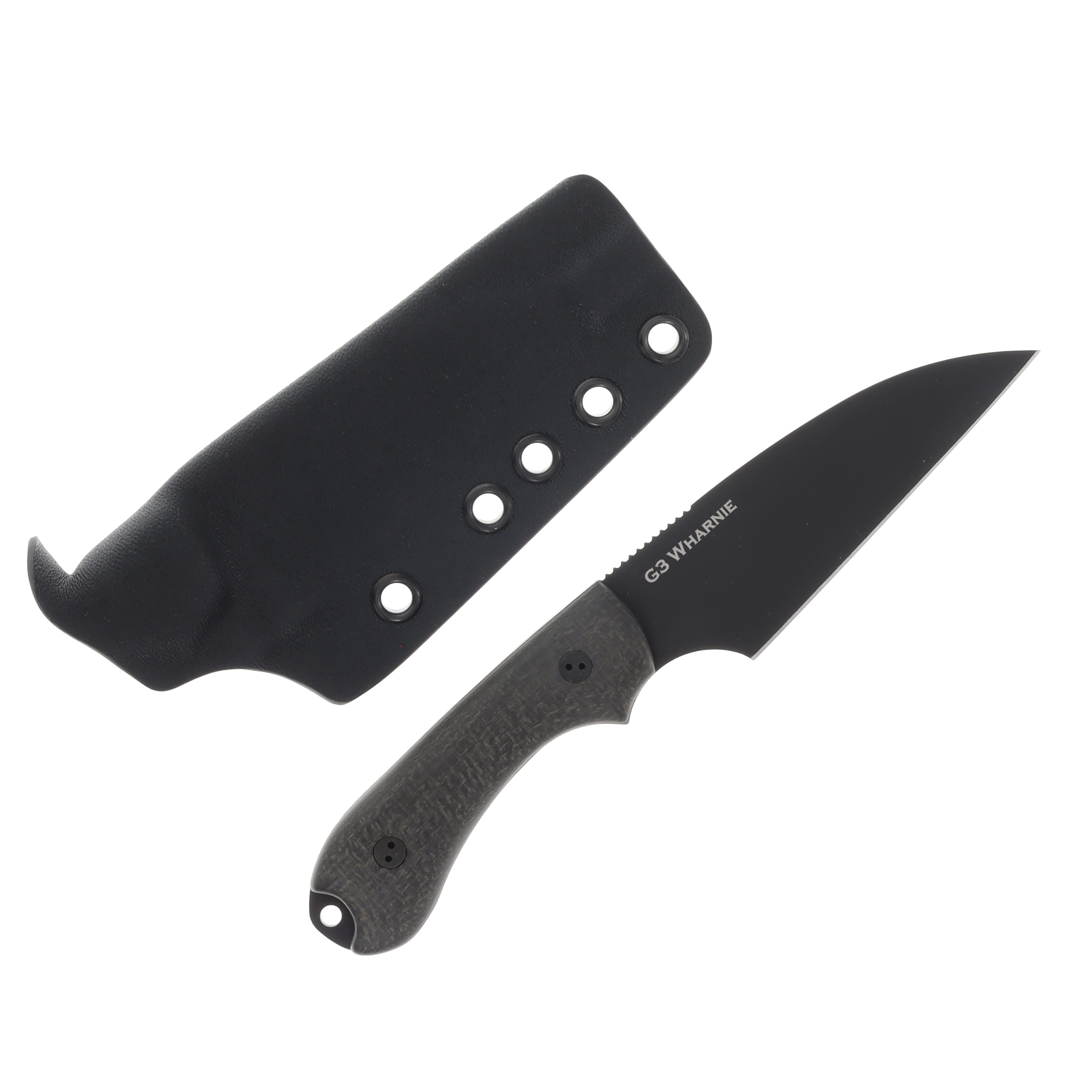 Bradford Guardian 3 Fixed Blade DLC M390 Wharncliffe/OD Green Burlap Micarta with Kydex Sheath BRAD3440 View 2