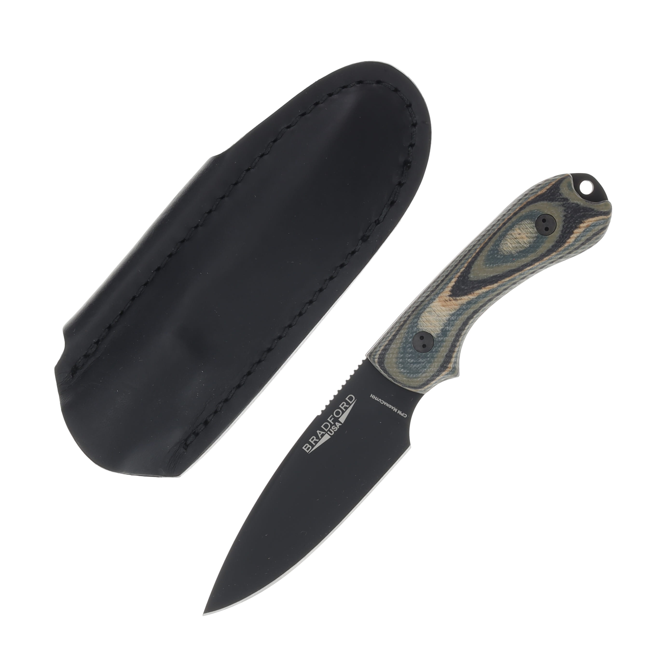 Bradford Guardian3 Fixed Blade Knife DLC Magnacut/False Edge/3D Forest Green G-Wood BRAD3448 View 1