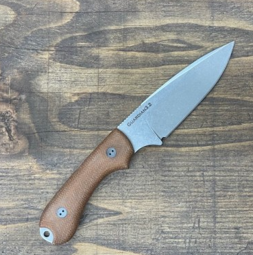 Bradford Guardian 3.2 Fixed Blade Knife Stonewash Magnacut/3D Natural Burlap Micarta with Leather Sheath BRAD3453 View 1