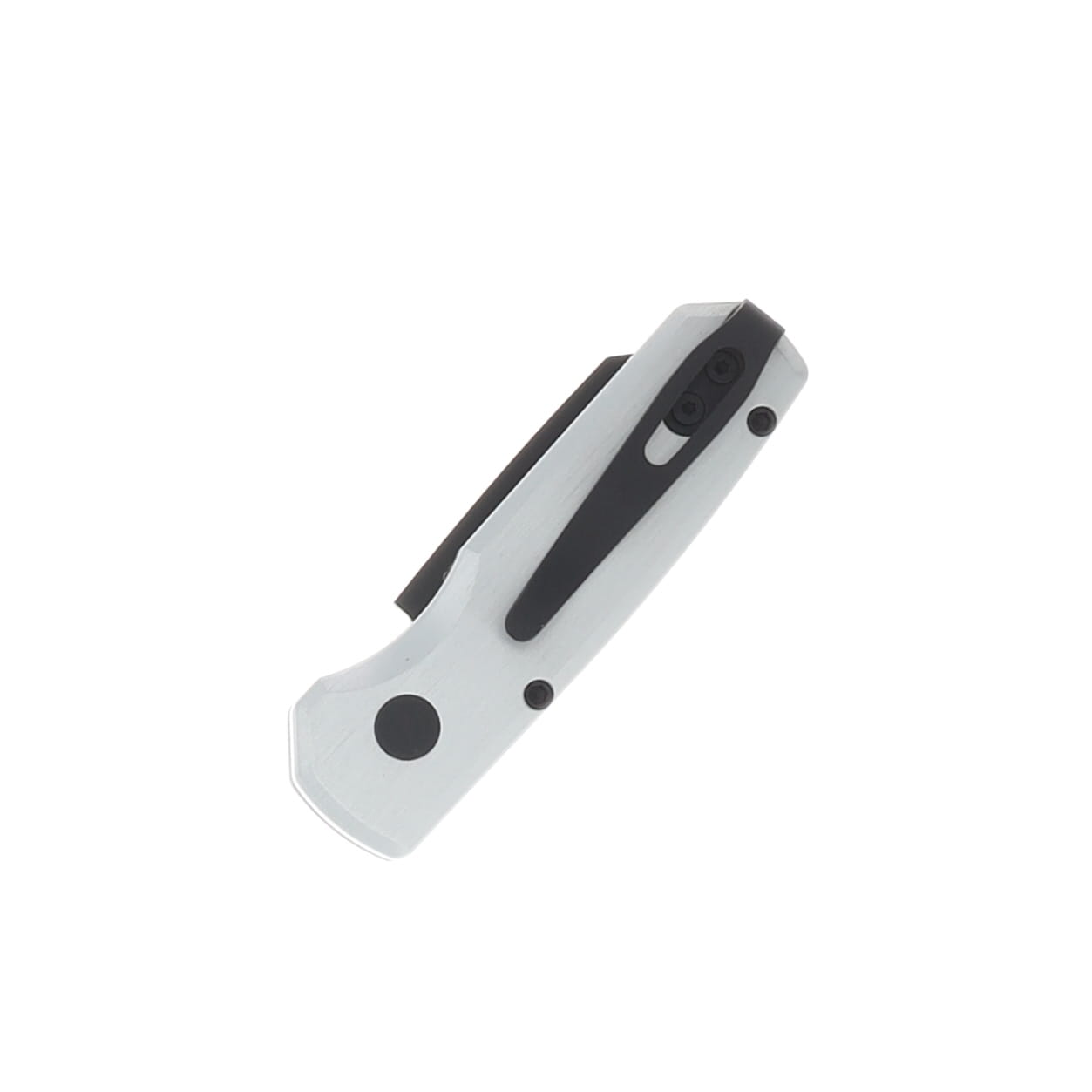 Pro Tech Auto Runt 5 Satin Silver Handle DLCBlack 20 CV Reverse Tanto Blade AUPTR5203-SILVER View 3