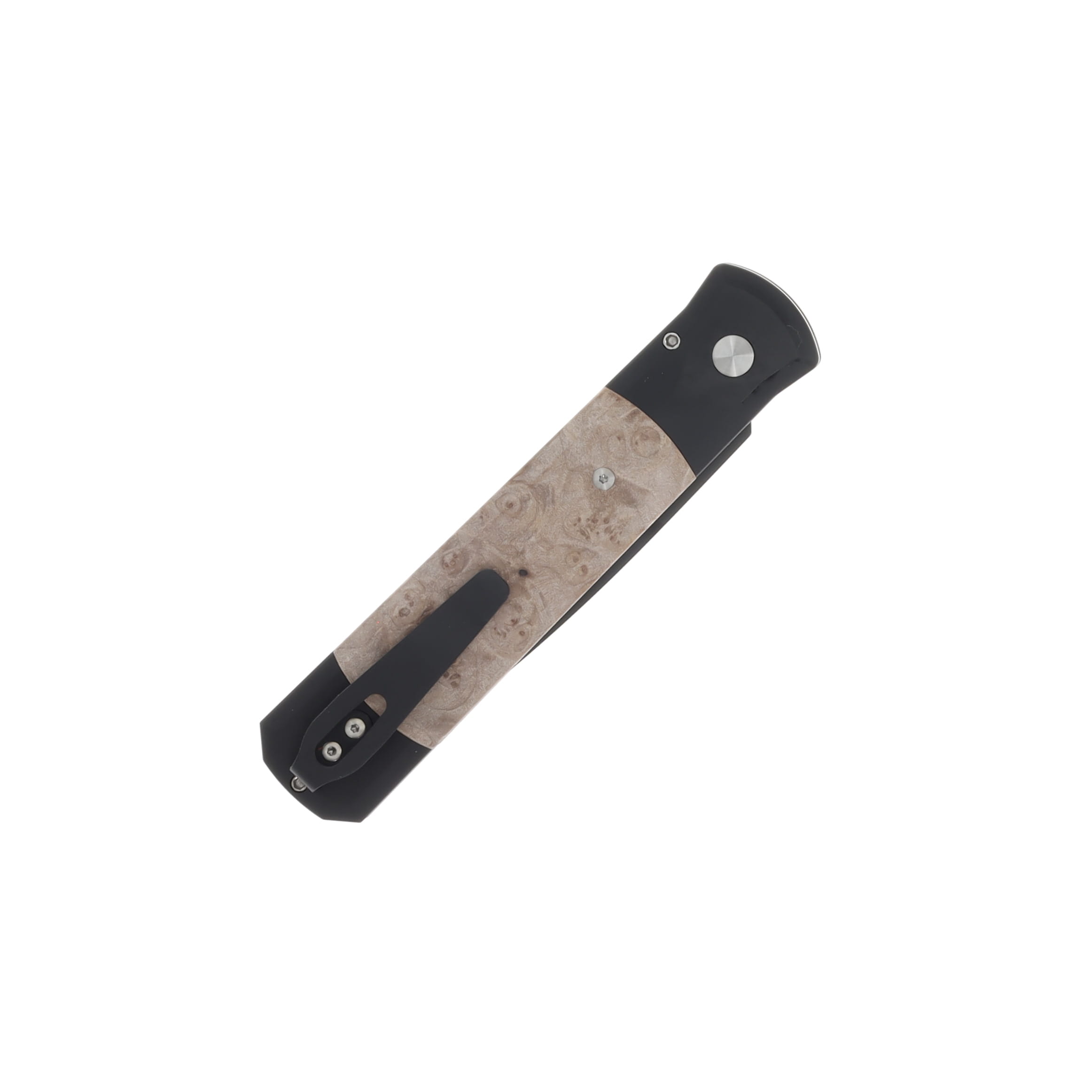 Pro Tech Auto Godfather Black Handle Maple Burl Wood Inlays DLC Black Blade AUPT906 View 3
