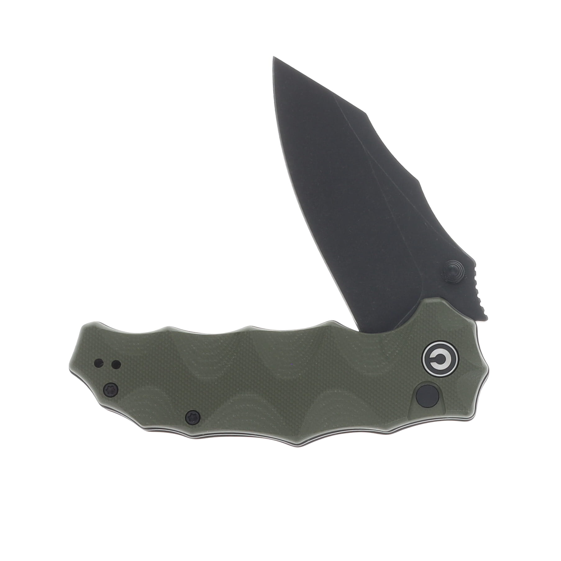 CIVIVI Natterjack OD Green 3.19 Inch Plain Black Stonewash Clip Point C24028-1 View 3