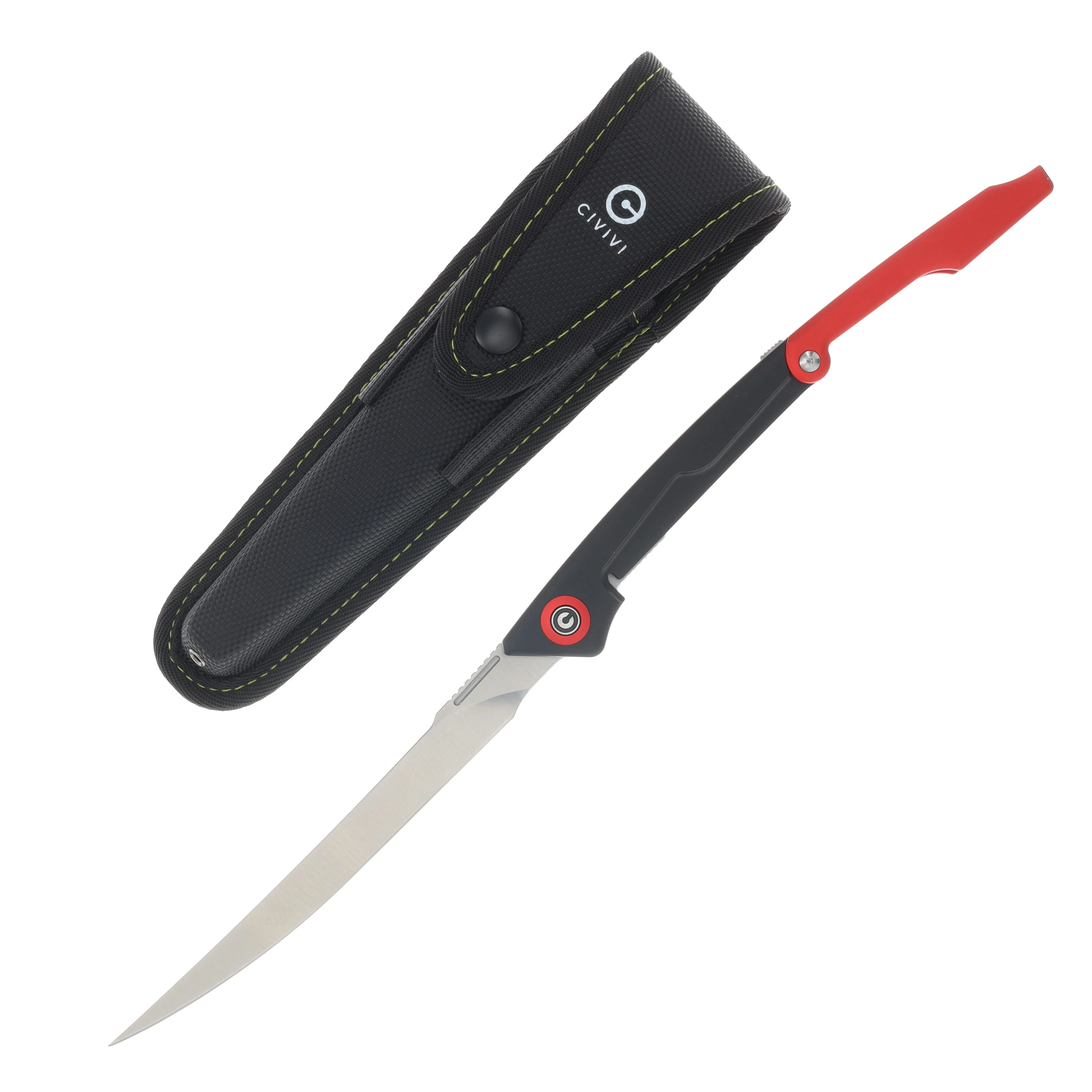 CIVIVI Shawka Folding Fillet Knife Red – Black 5.81in Plain Satin Trailing Point C22029B-1 View 1