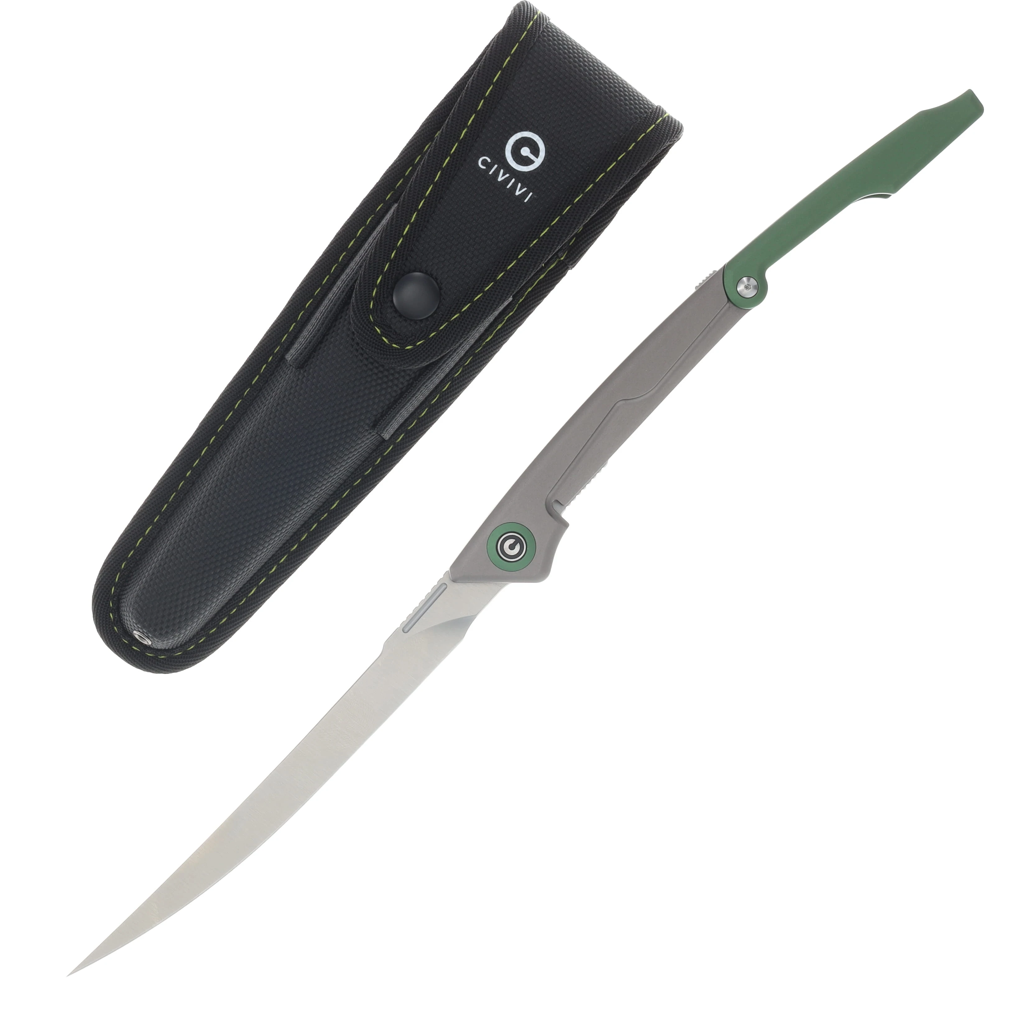 CIVIVI Shawka Folding Fillet Knife Gray - Green 5.81in Plain Satin Trailing Point C22029B-3 View 1