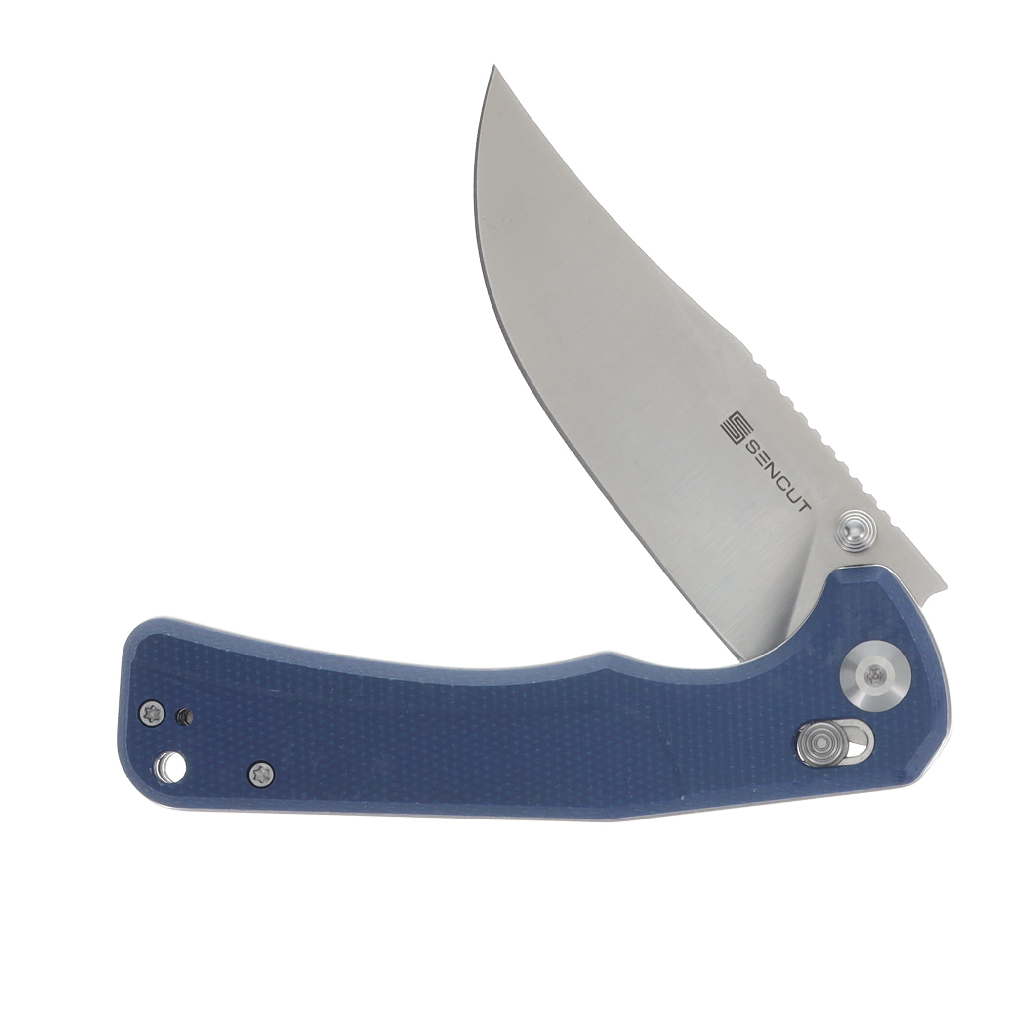 SENCUT Slybolt Folding Knife Blue 3.59 Inch Plain Satin Clip Point S25001A-2 View 3